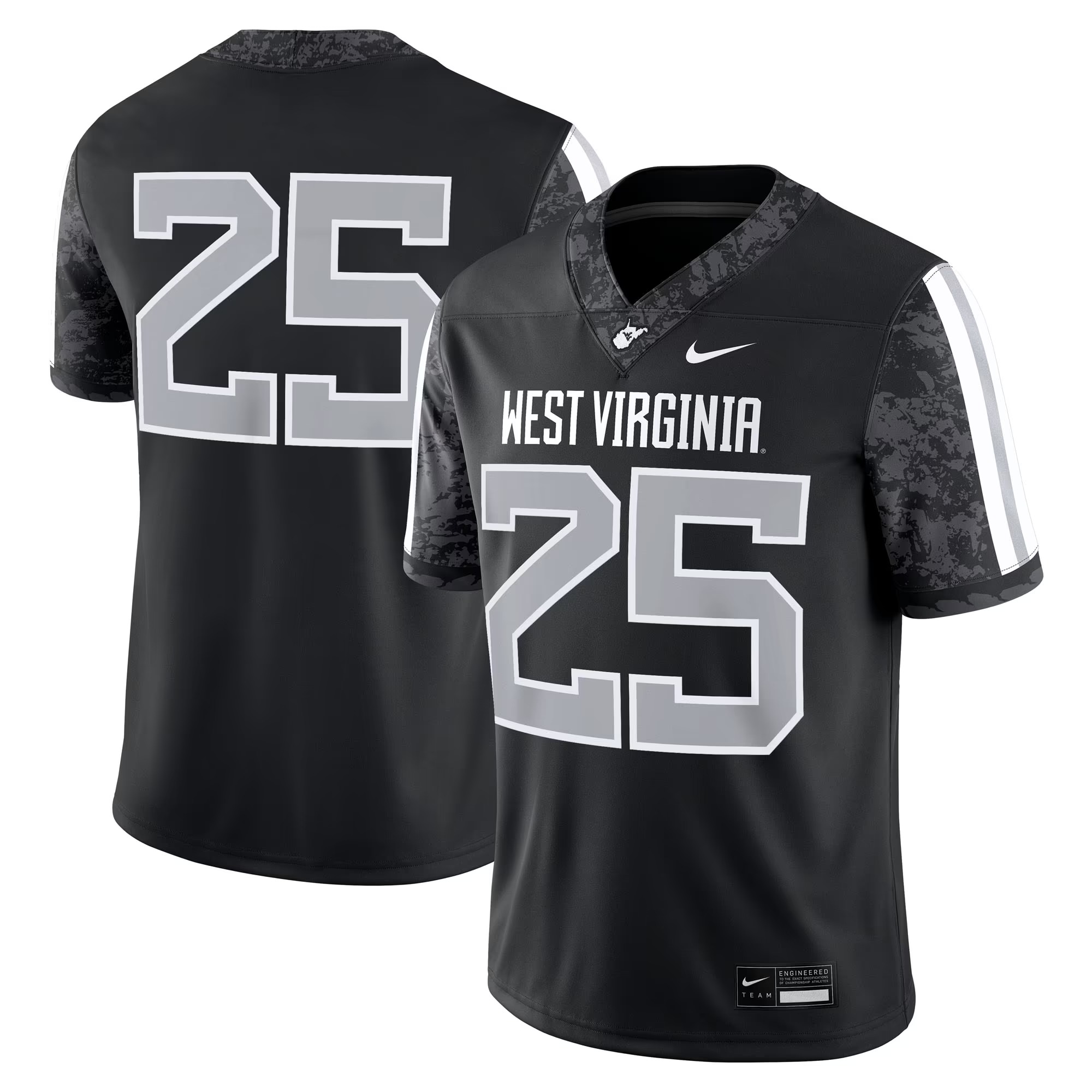 Hunk Wear - #25 West Virginia Mountaineers Nike Alternate Game Jersey - Black