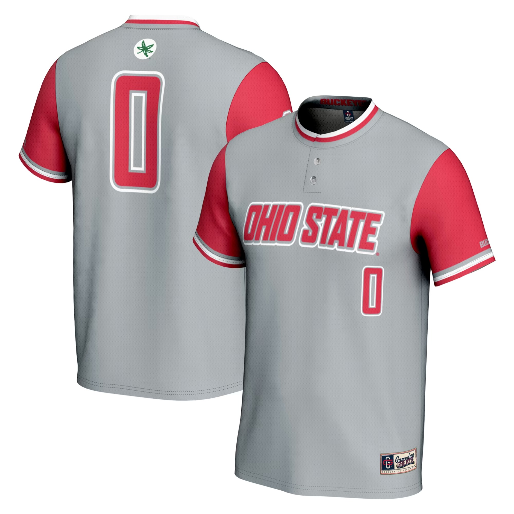 Hunk Wear - #0 Ohio State Buckeyes GameDay Greats Unisex Lightweight Softball Jersey - Gray