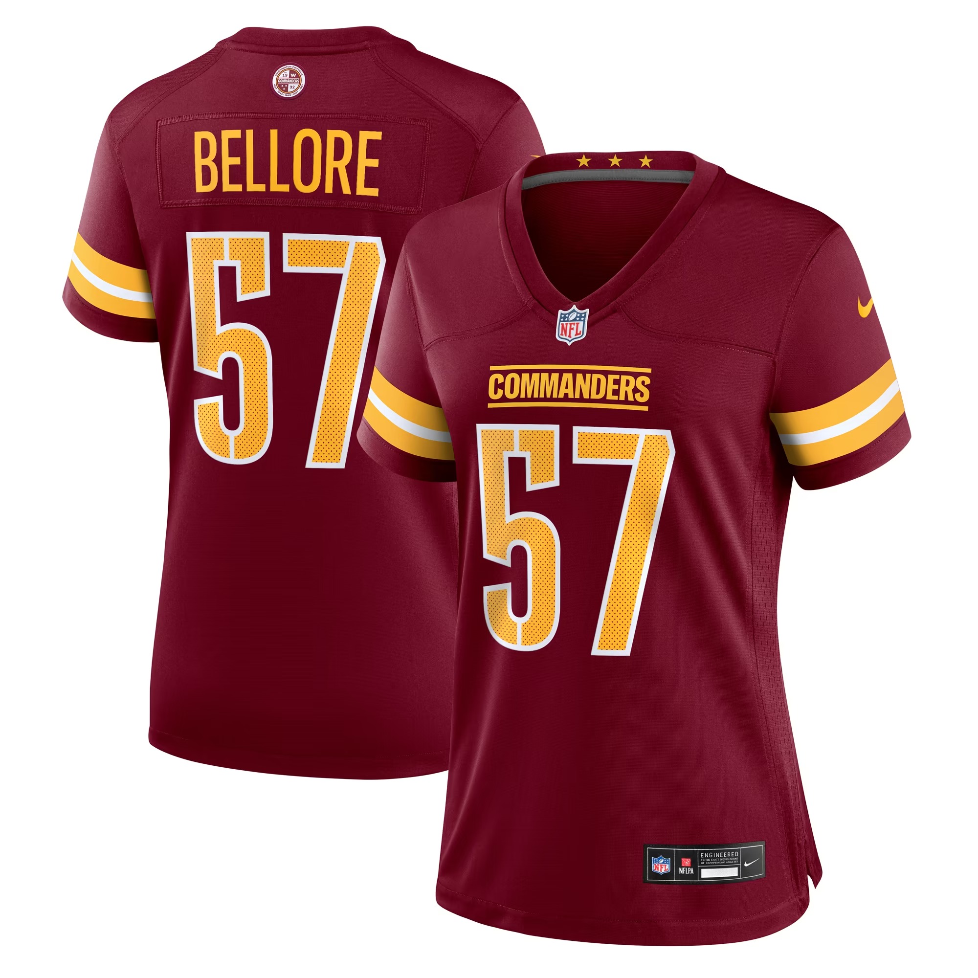 Hunk Wear - Nick Bellore Washington Commanders Nike Women's Team Game Jersey - Burgundy