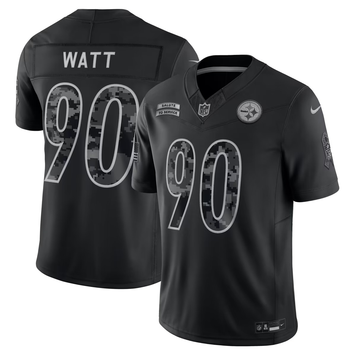 Hunk Wear - T.J. Watt Pittsburgh Steelers Nike 2026 Salute to Service Stitched Limited Jersey - Black