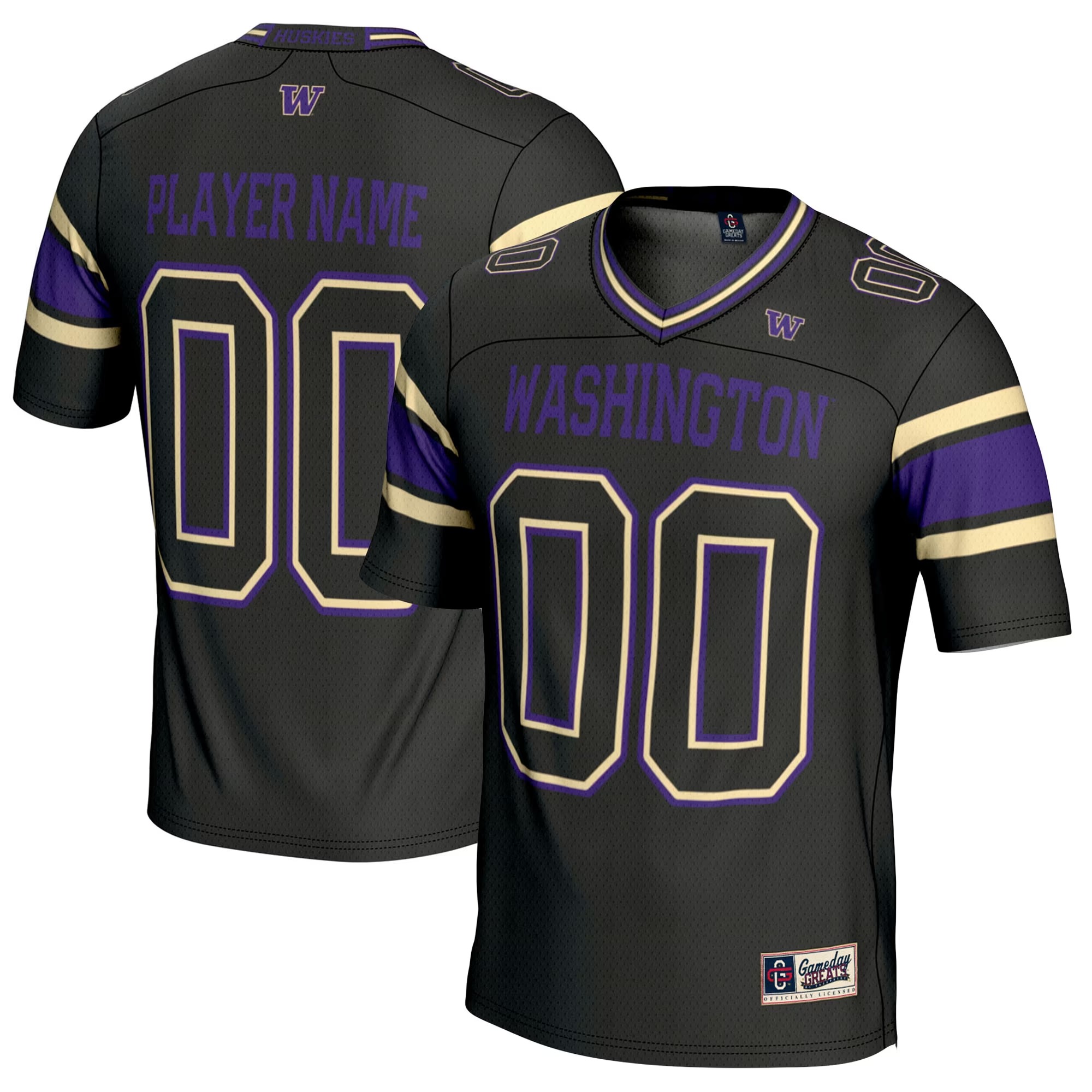 Hunk Wear - Washington Huskies GameDay Greats Youth NIL Pick-A-Player Football Jersey - Black
