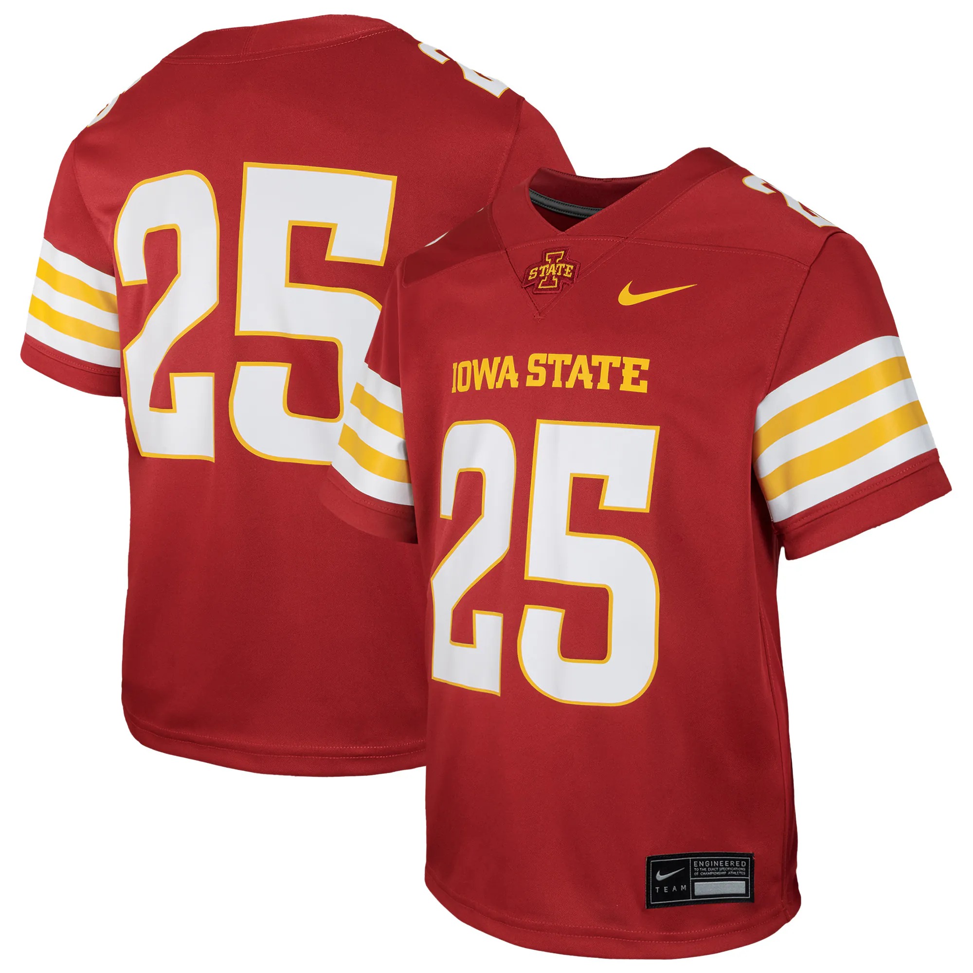 Hunk Wear - #25 Iowa State Cyclones Nike Youth Untouchable Replica Game Jersey - Cardinal