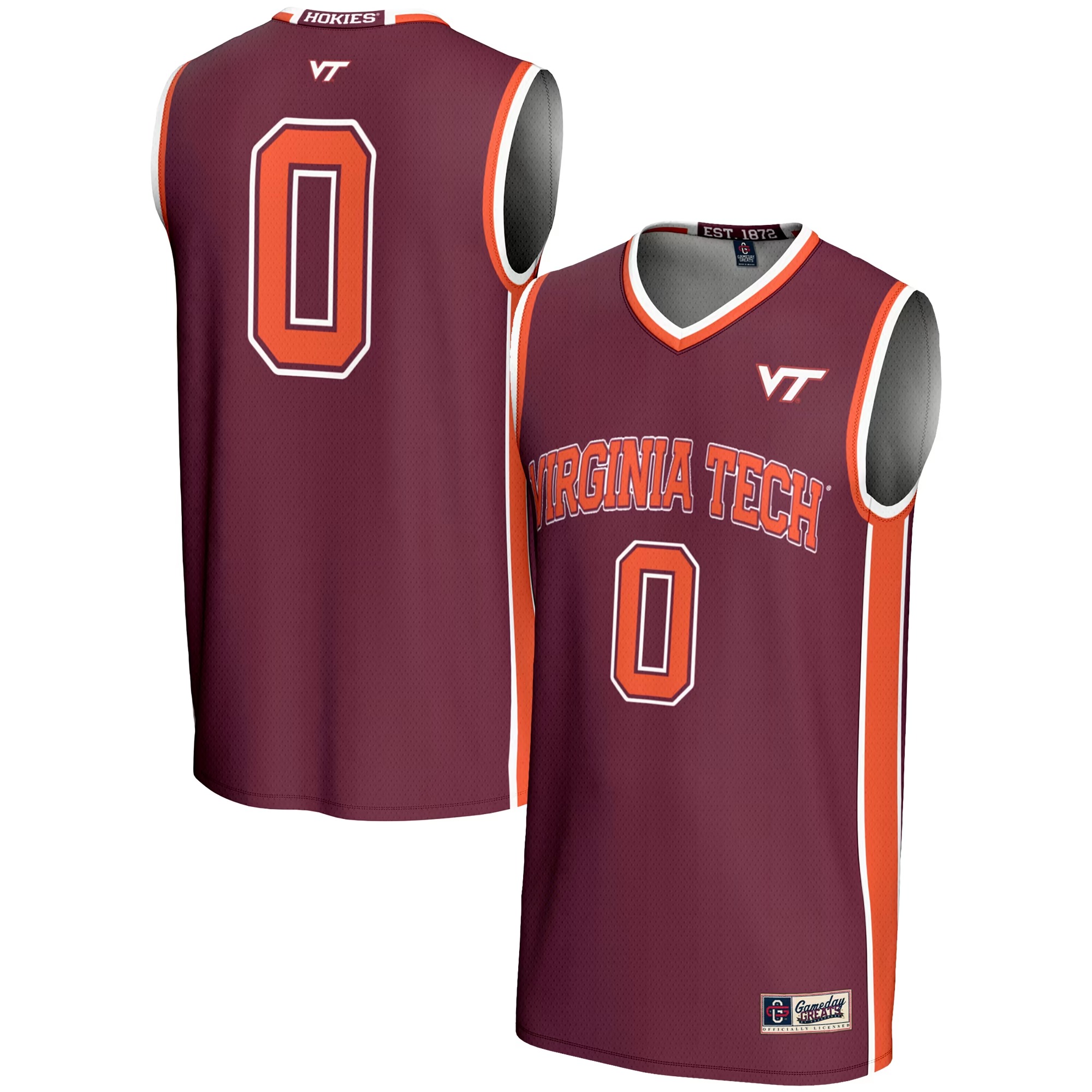 Hunk Wear - #0 Virginia Tech Hokies GameDay Greats Unisex Lightweight Basketball Jersey - Maroon