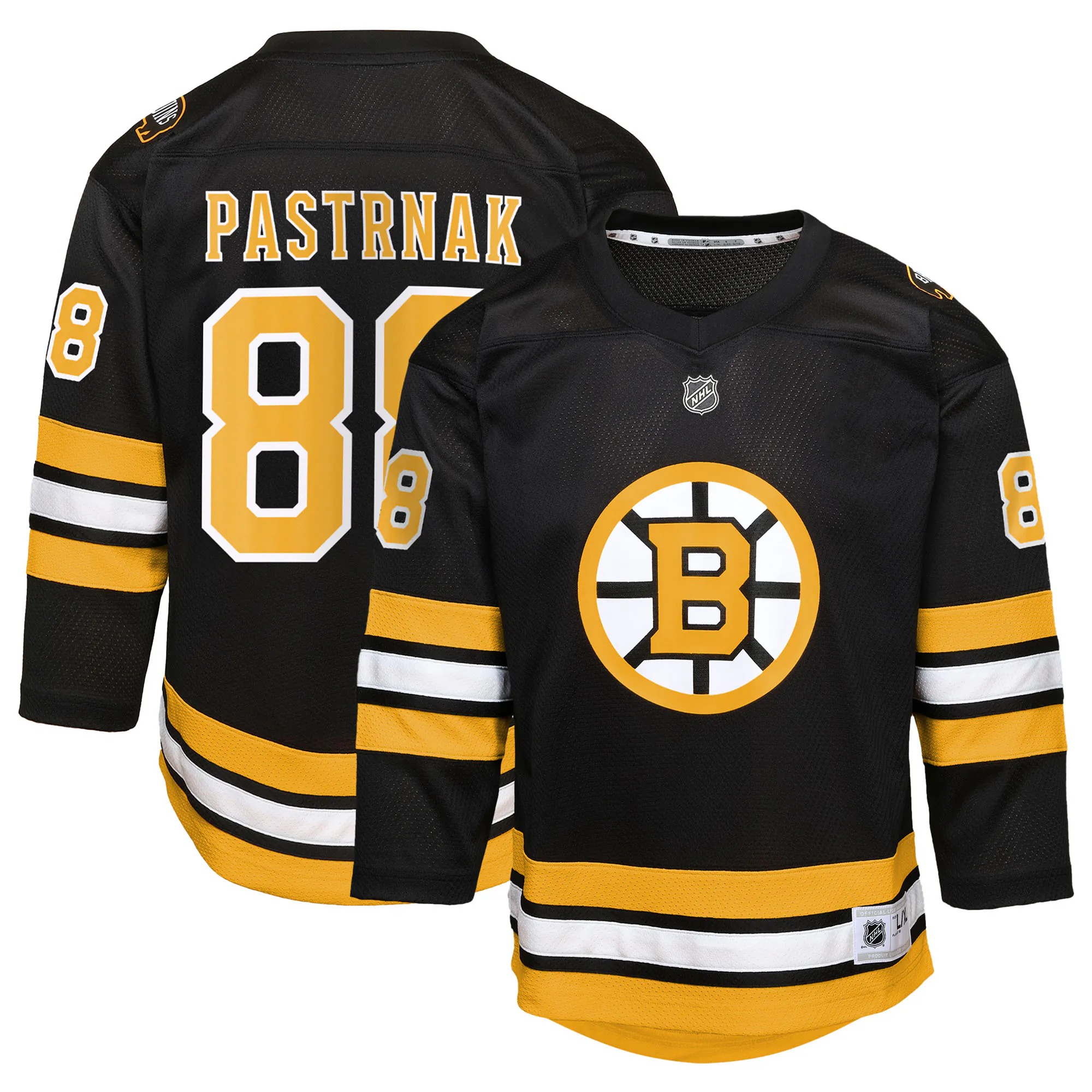 Hunk Wear - David Pastrnak Boston Bruins Youth Home Replica Player Jersey - Black