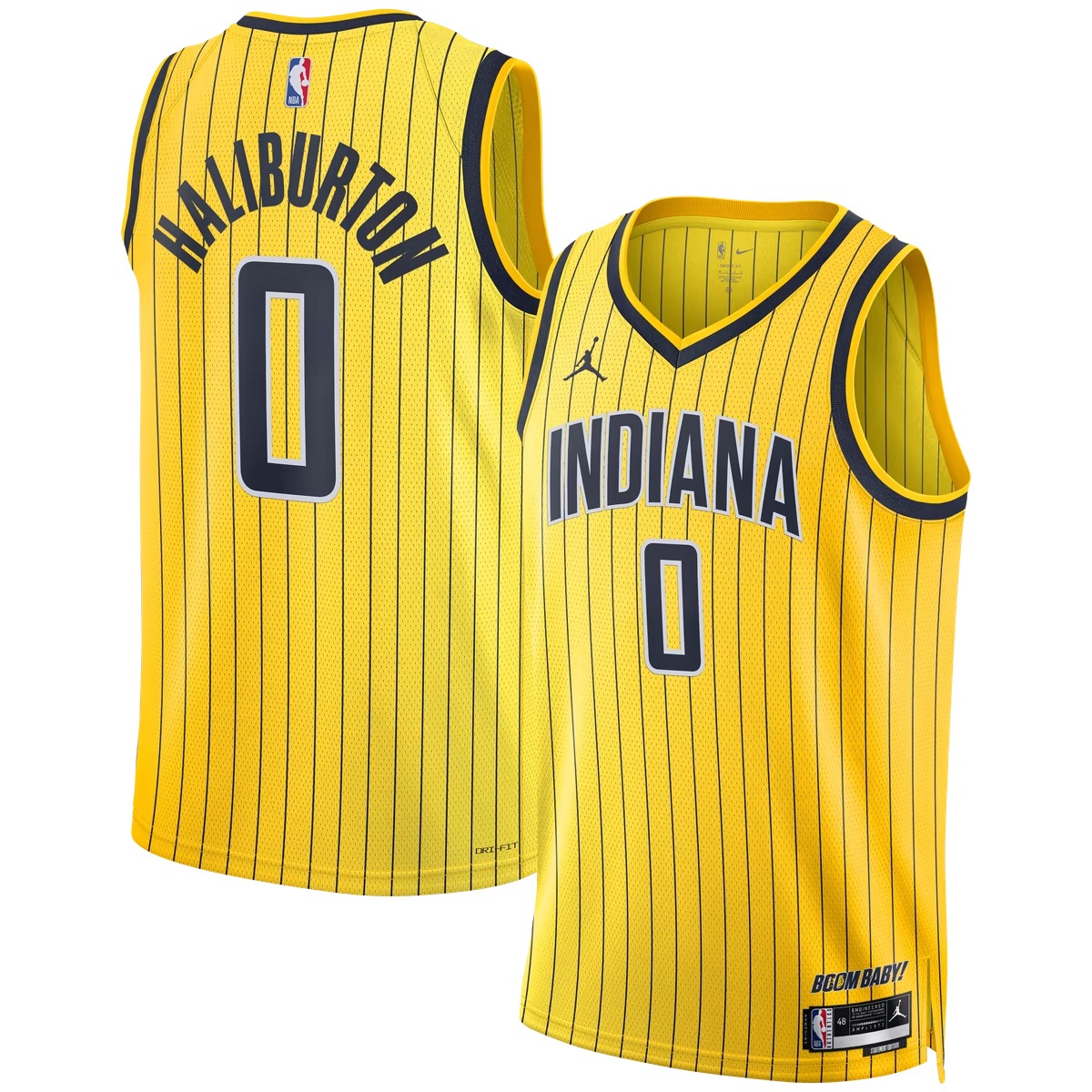 Hunk Wear - Tyrese Haliburton Indiana Pacers Jordan Brand Unisex Swingman Jersey - Statement Edition - Gold