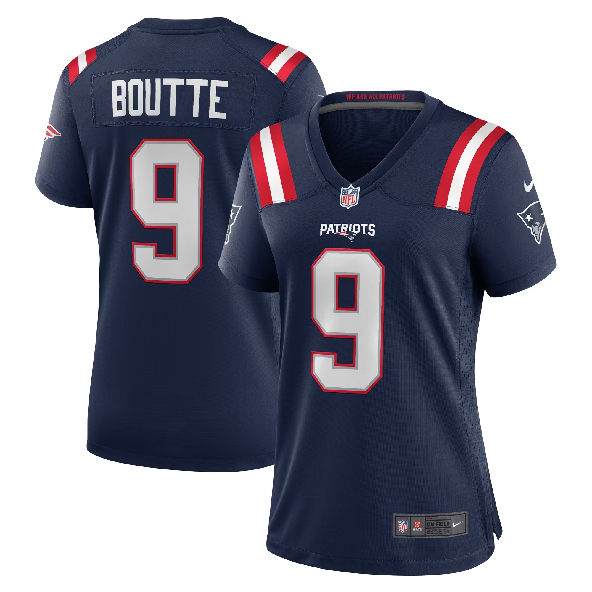 Hunk Wear - Kayshon Boutte New England Patriots Nike Women's Game Jersey - Navy