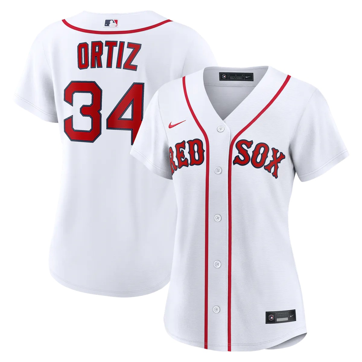 Hunk Wear - David Ortiz Boston Red Sox Nike Women's Home Replica Player Jersey - White