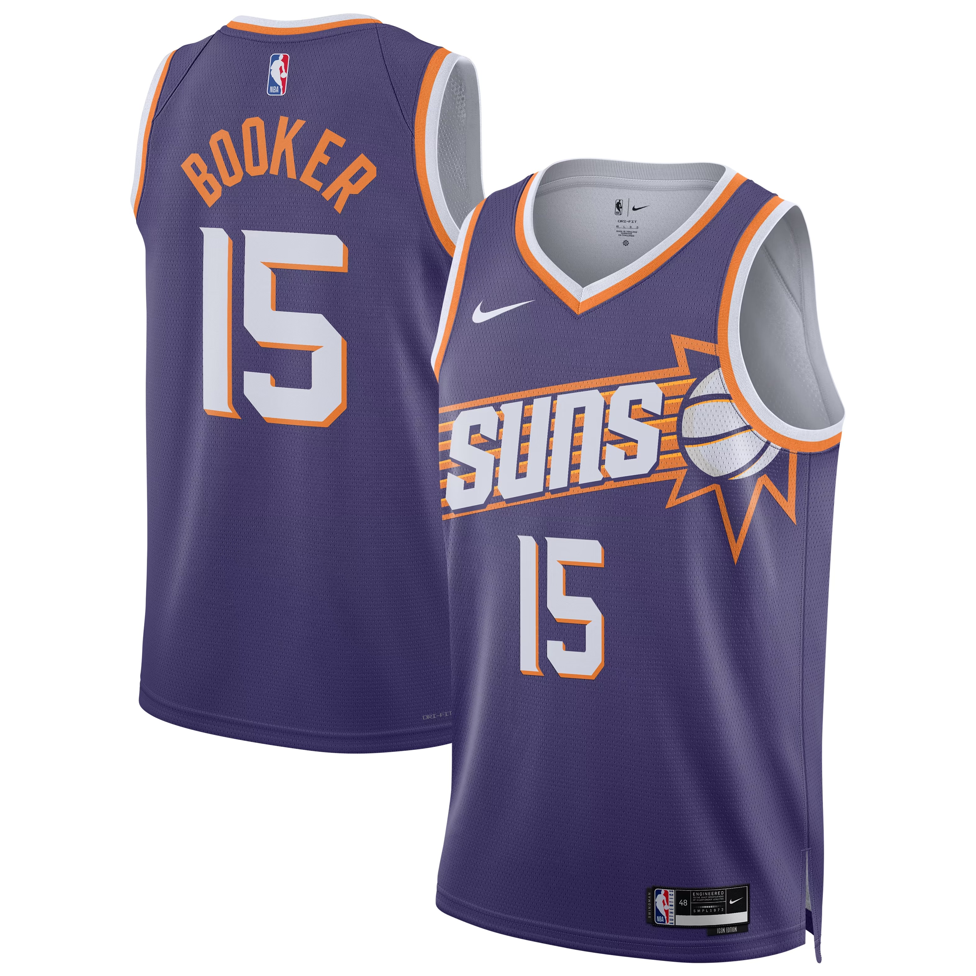 Hunk Wear - Devin Booker Phoenix Suns Nike Unisex Swingman Player Jersey - Icon Edition - Purple