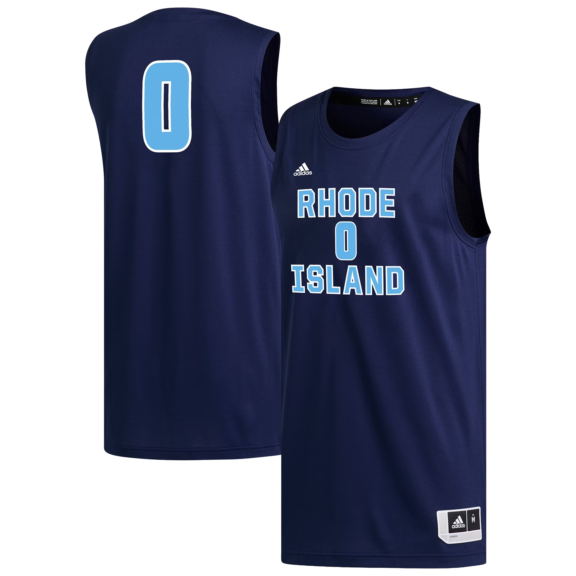 Hunk Wear - #0 Rhode Island Rams adidas Replica Basketball Jersey - Navy