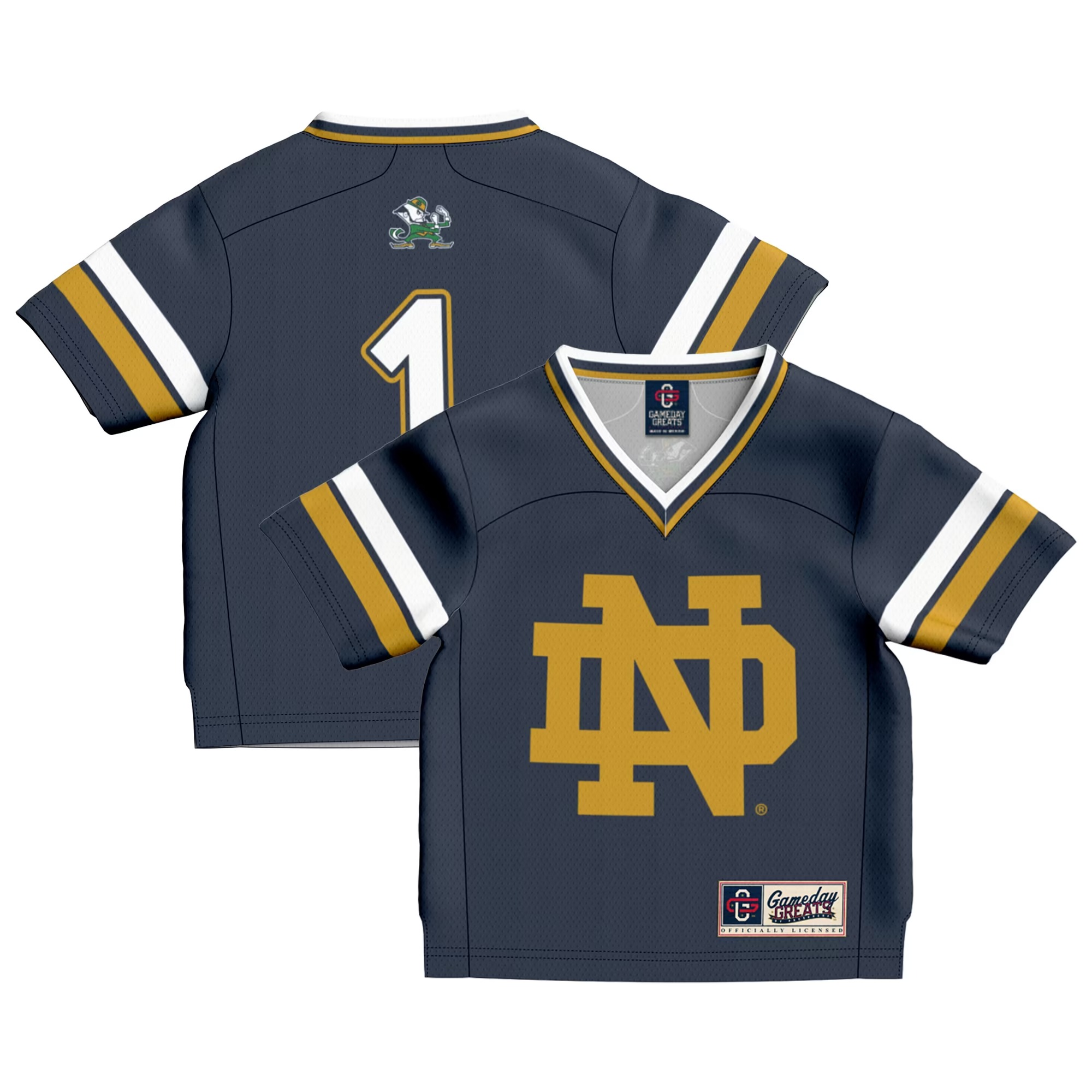 Hunk Wear - #1 Notre Dame Fighting Irish GameDay Greats Toddler Collegiate Football Fashion Jersey - Navy