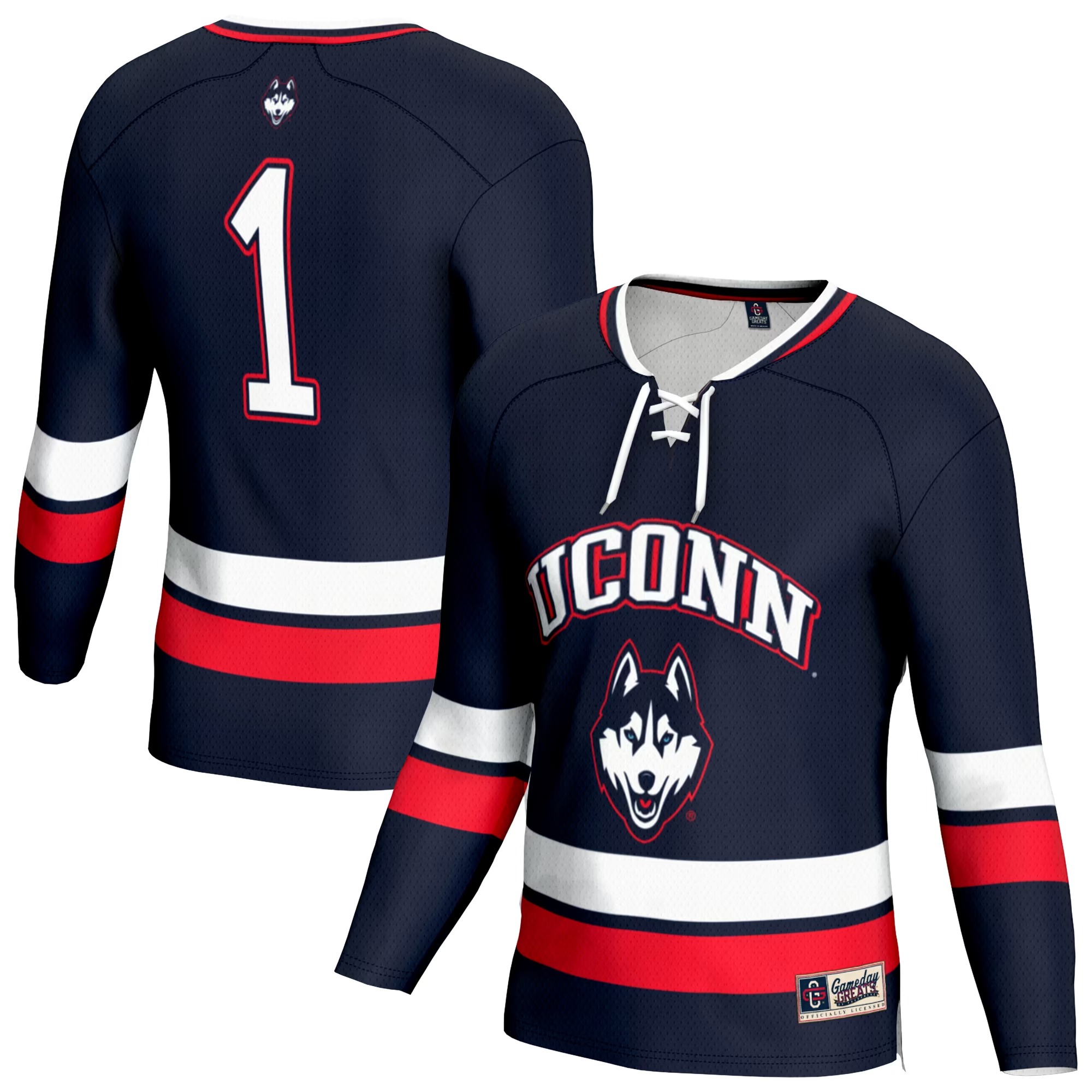 Hunk Wear - UConn Huskies GameDay Greats Youth Lightweight Men's Hockey Team Fashion Jersey - Navy