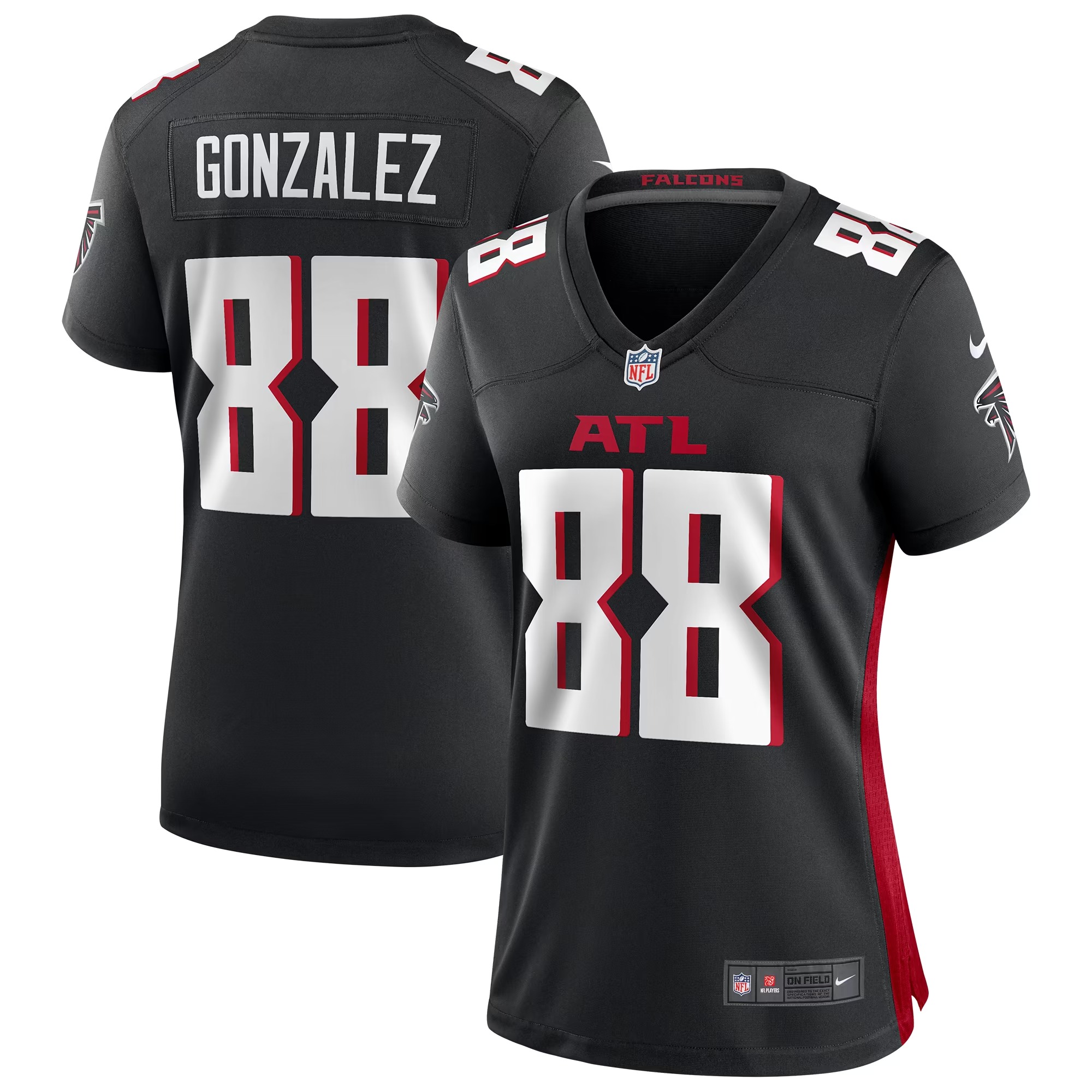 Hunk Wear - Tony Gonzalez Atlanta Falcons Nike Women's Game Retired Player Jersey - Black
