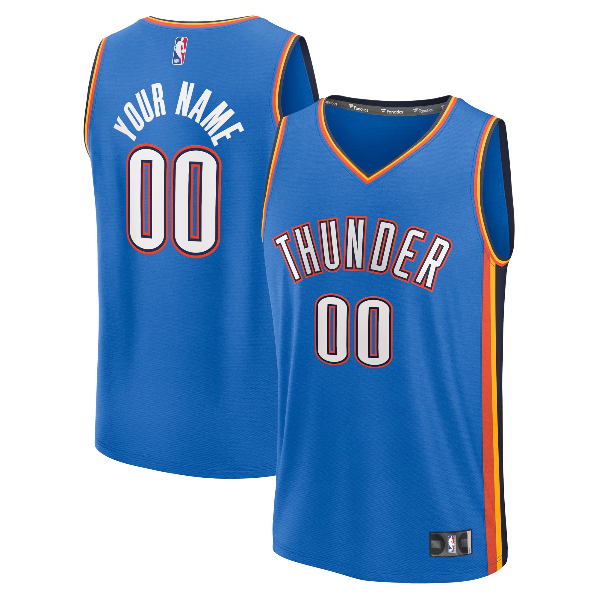 Hunk Wear - Oklahoma City Thunder Fanatics Fast Break Custom Jersey - Icon Edition - Blue