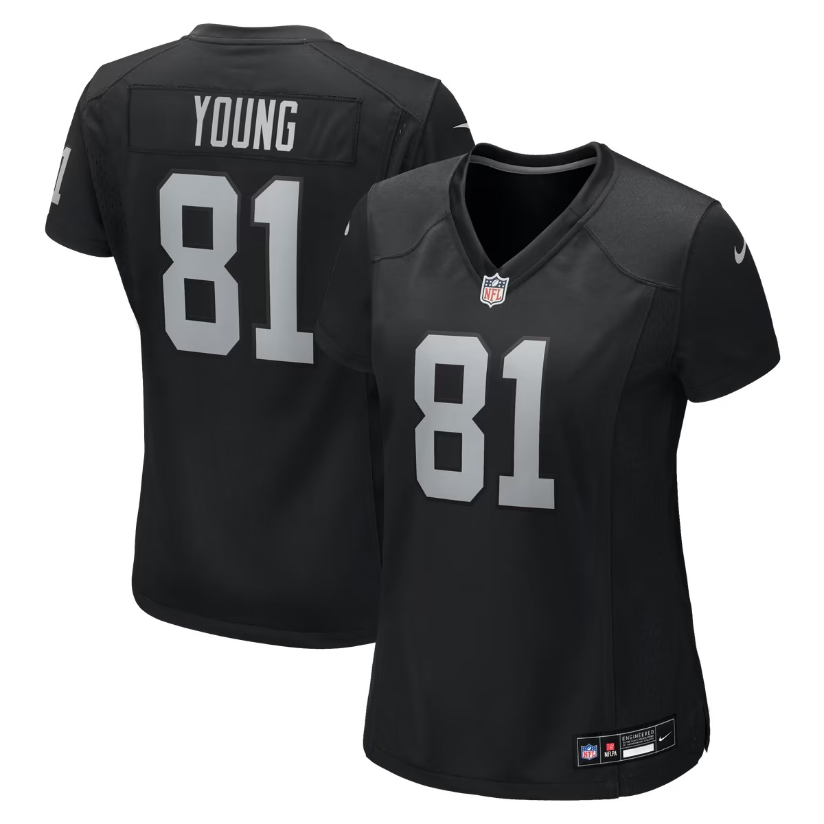 Hunk Wear - Dareke Young Las Vegas Raiders Nike Women's Team Game Jersey - Black