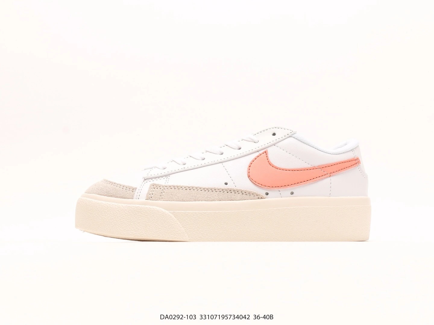 Nike Blazer Platform Sneakers White Coral Suede DA0292