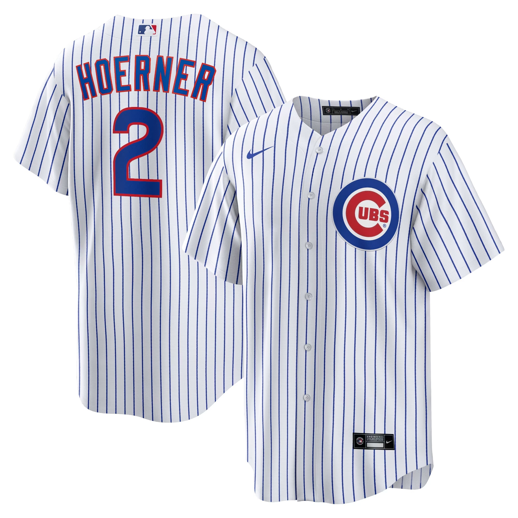 Hunk Wear - Nico Hoerner Chicago Cubs Nike Replica Player Jersey - White
