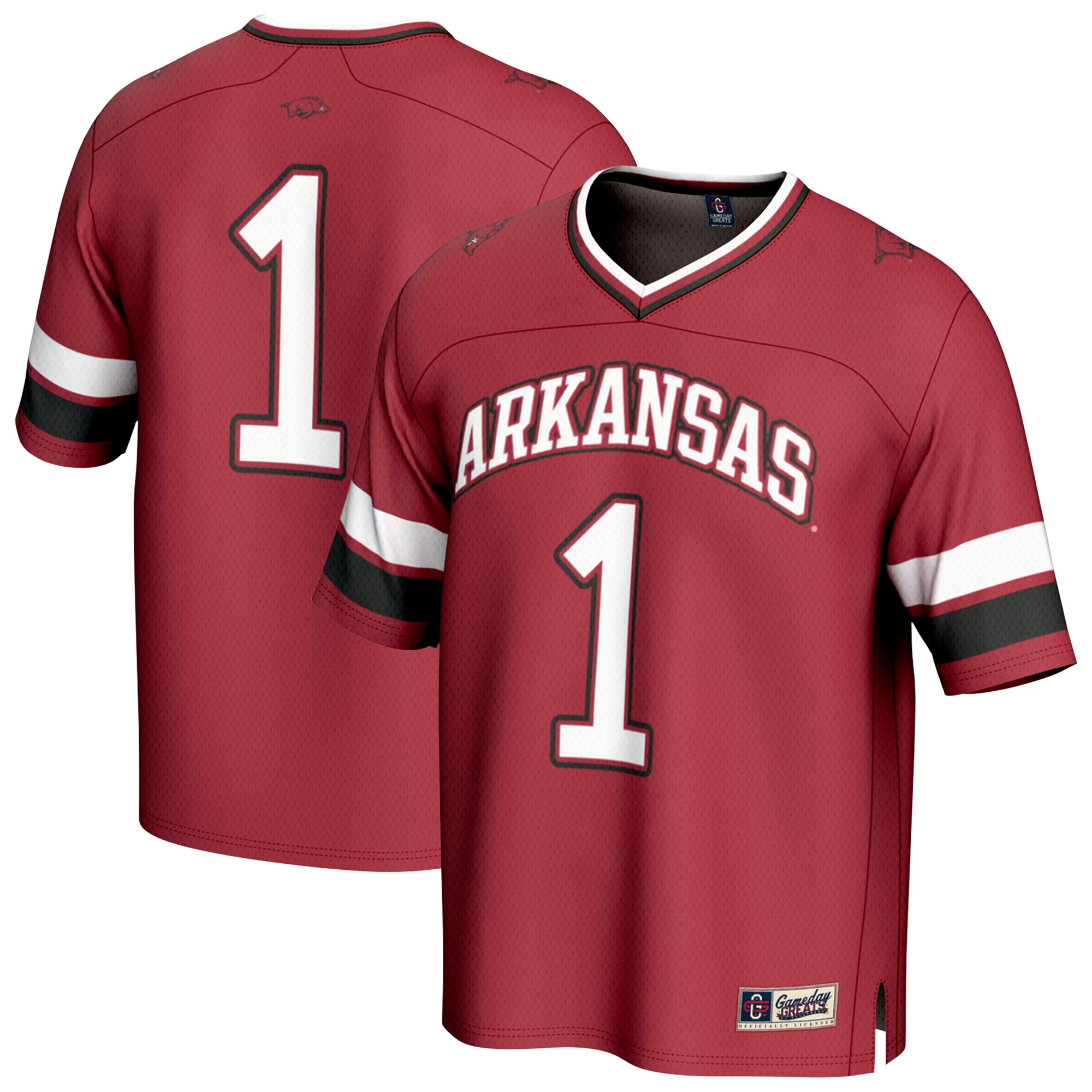 Hunk Wear - #1 Arkansas Razorbacks GameDay Greats Unisex Lightweight Collegiate Football Fashion Jersey - Cardinal