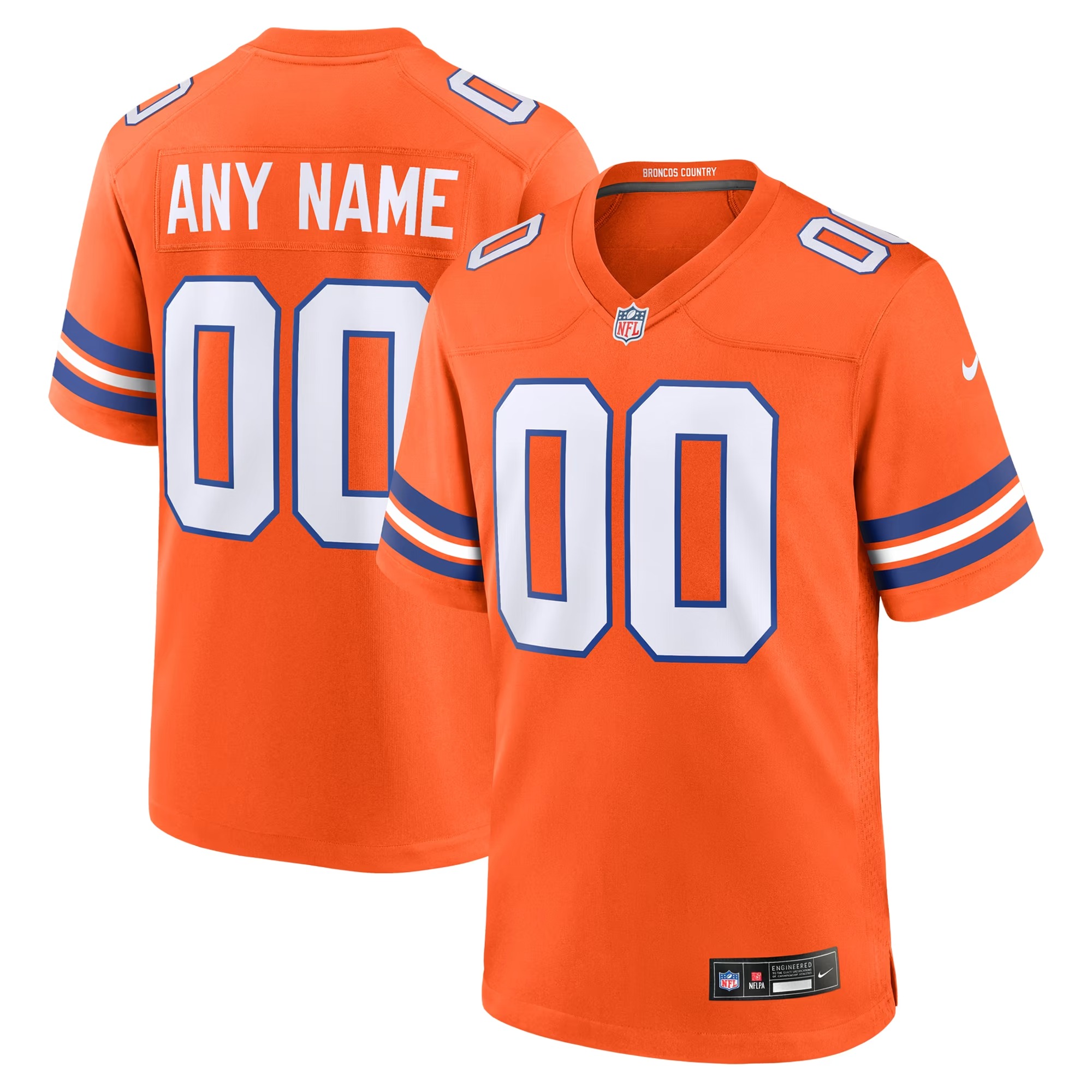 Hunk Wear - Denver Broncos Nike Mile High Collection 1977 Throwback Custom Game Jersey - Orange