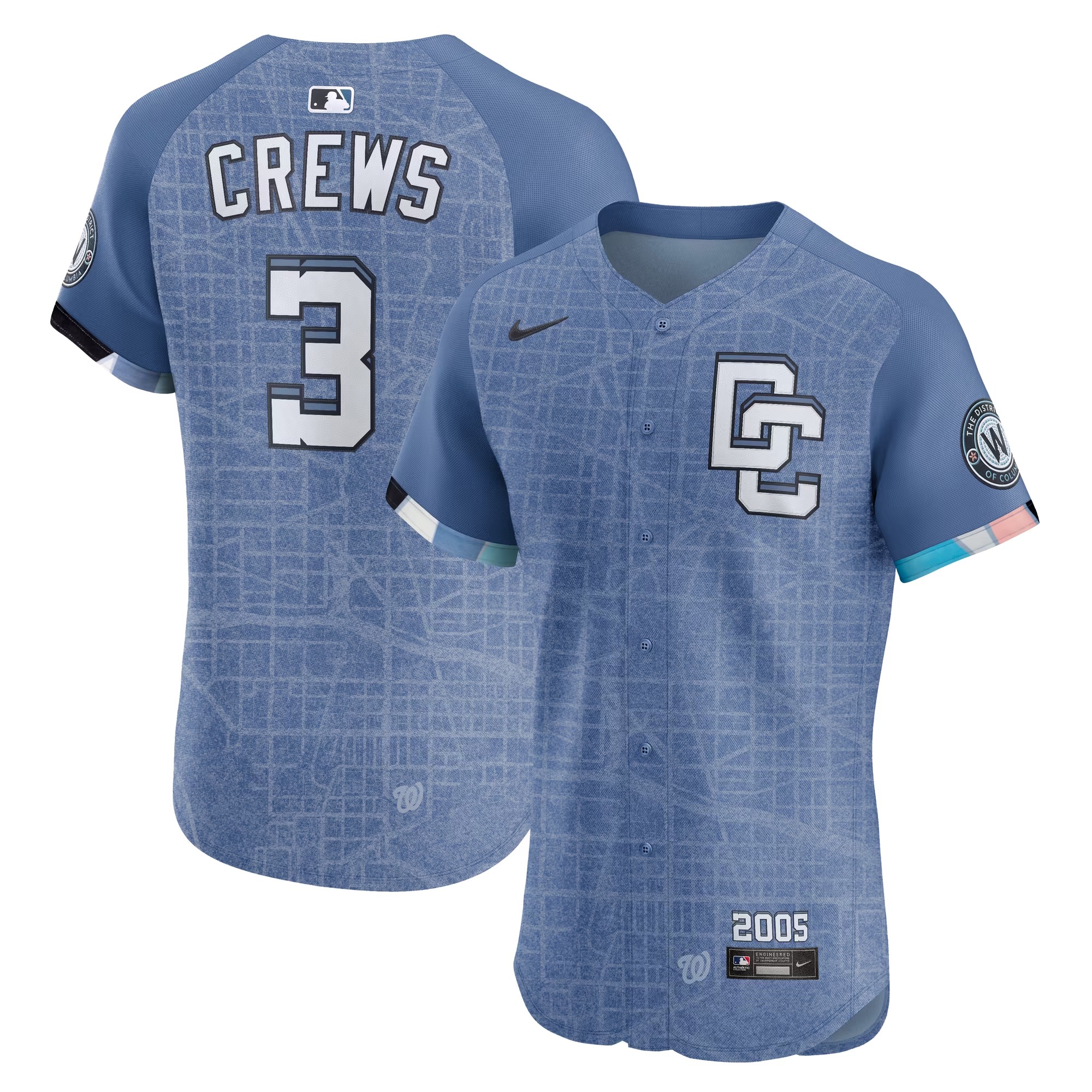 Hunk Wear - Dylan Crews Washington Nationals Nike 2025 City Connect Elite Player Jersey - Blue