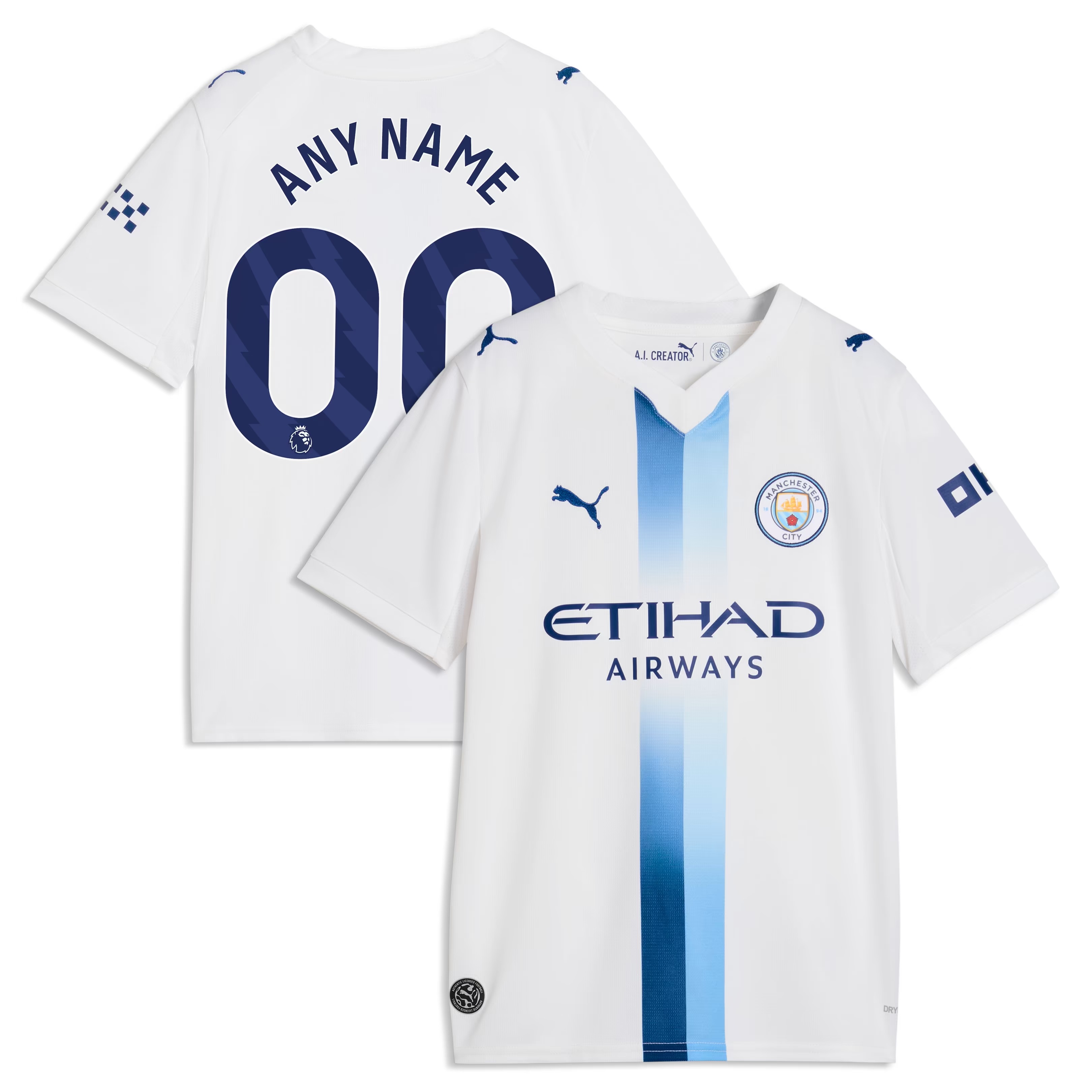 Hunk Wear - Manchester City Puma Youth 2026_27 Third Replica Custom Jersey - White