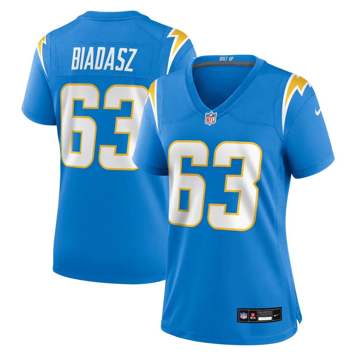 Hunk Wear - Tyler Biadasz Los Angeles Chargers Nike Women's Team Game Jersey - Powder Blue