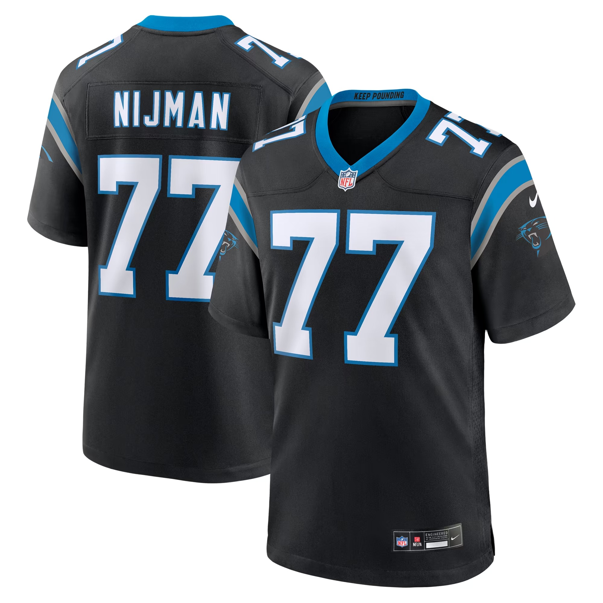 Hunk Wear - Yosh Nijman Carolina Panthers Nike Game Jersey - Black