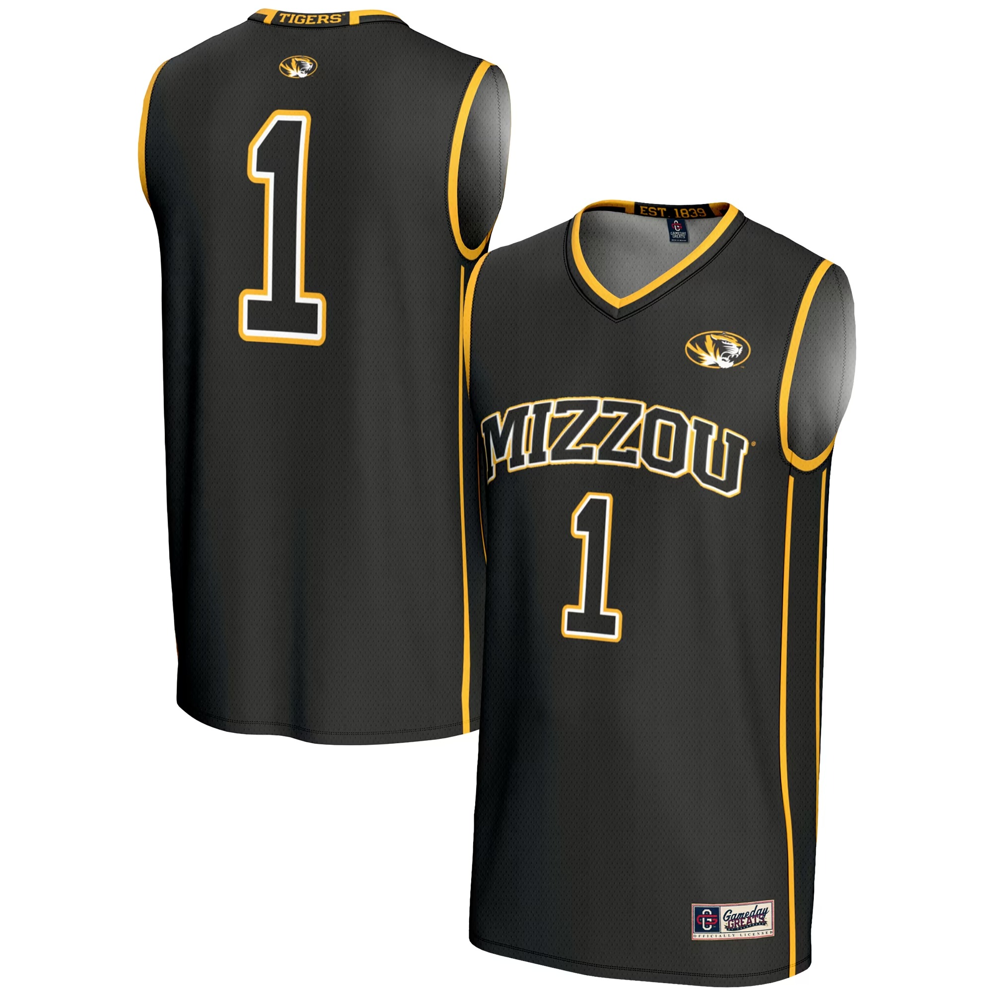 Hunk Wear - #1 Missouri Tigers GameDay Greats Youth Lightweight Basketball Jersey - Black