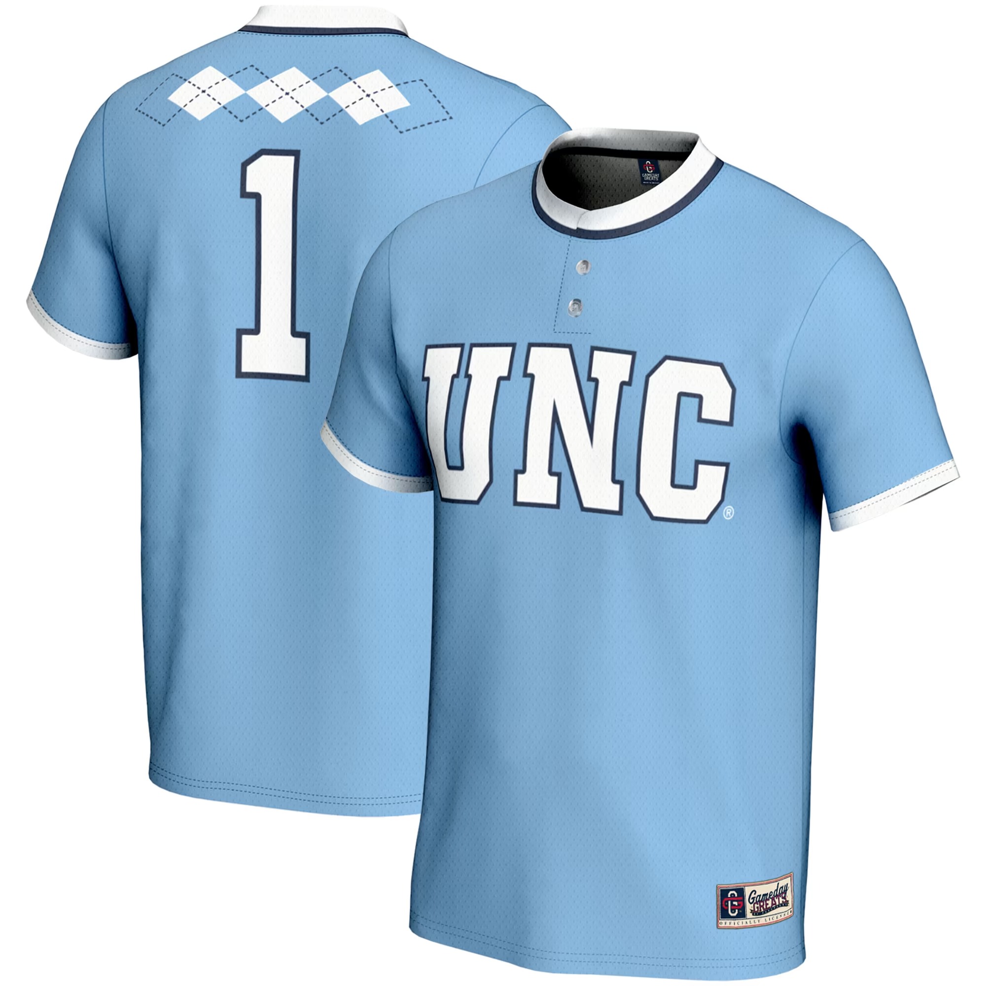 Hunk Wear - #1 North Carolina Tar Heels GameDay Greats Youth Lightweight Softball Jersey - Carolina Blue