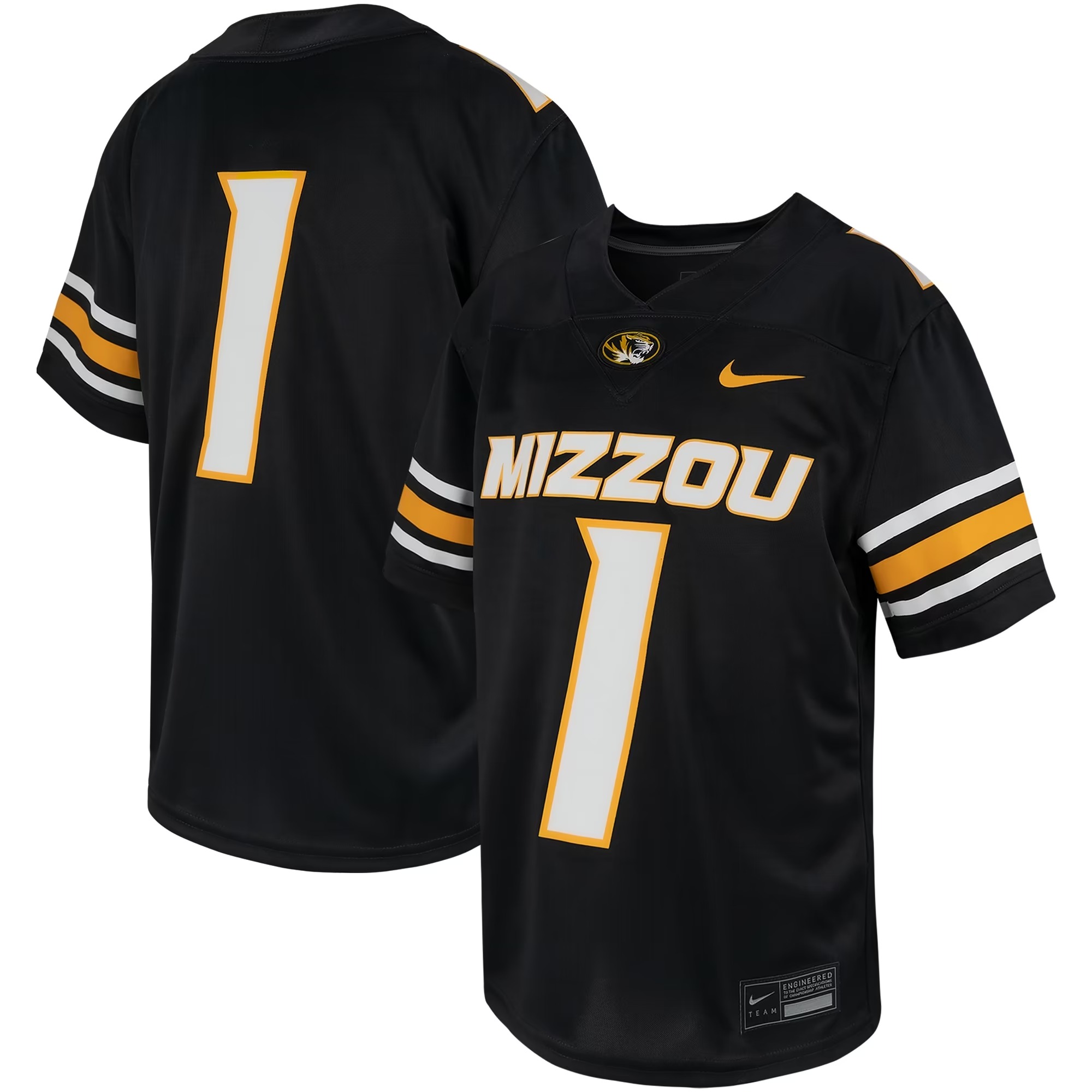 Hunk Wear - #1 Missouri Tigers Nike Youth Untouchable Replica Game Jersey - Black