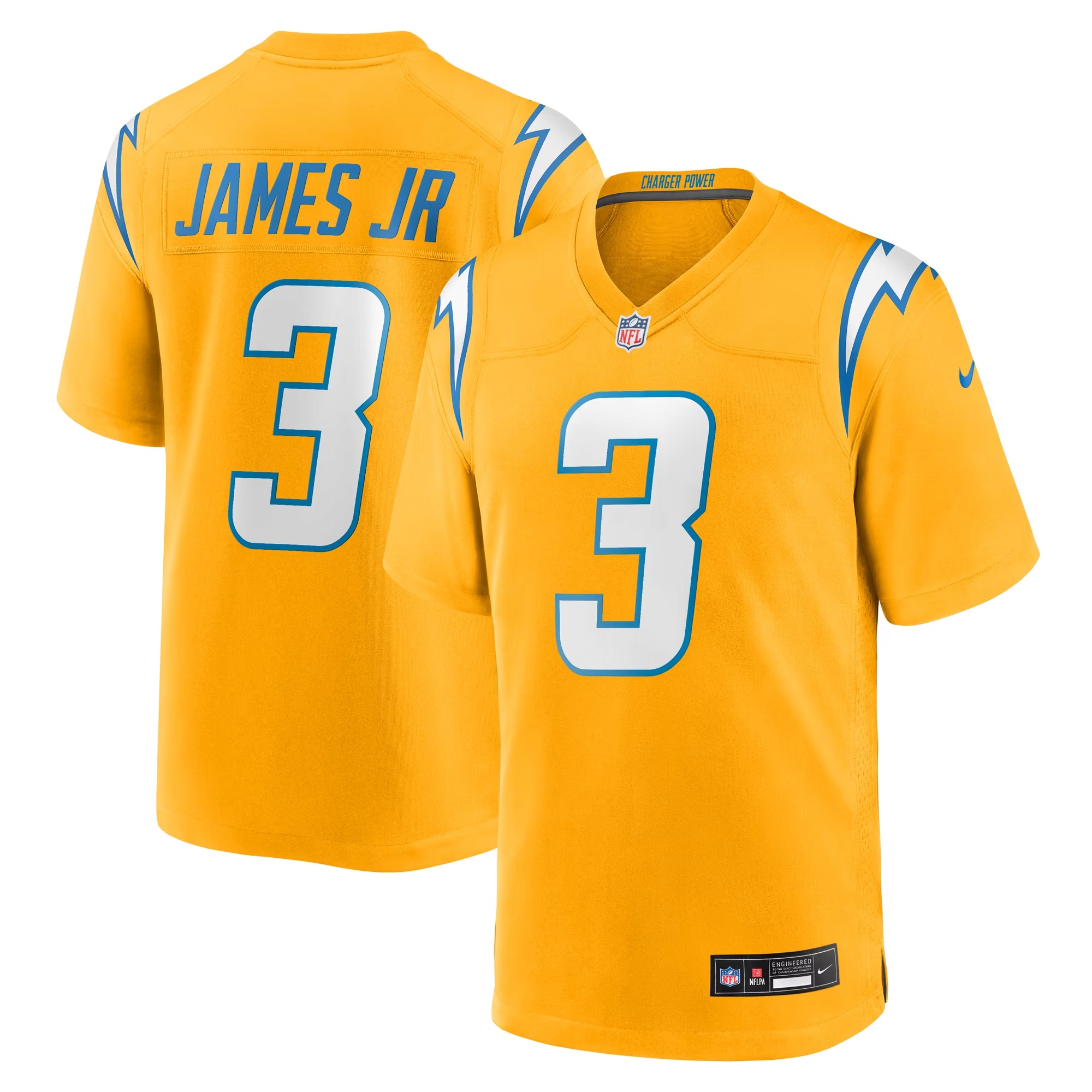 Hunk Wear - Derwin James Jr. Los Angeles Chargers Nike Youth Alternate Charger Power Game Player Jersey - Gold