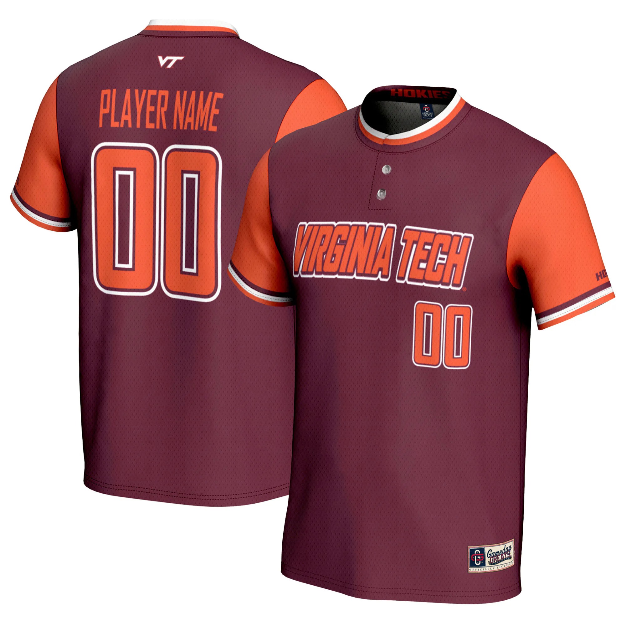 Hunk Wear - Virginia Tech Hokies GameDay Greats Unisex NIL Pick-A-Player Lightweight Softball Jersey - Maroon