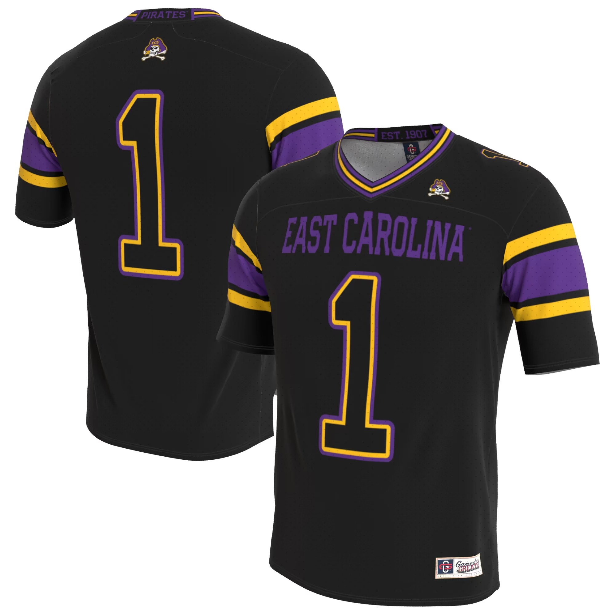 Hunk Wear - ECU Pirates GameDay Greats Youth Lightweight Collegiate Football Blackout Fashion Jersey