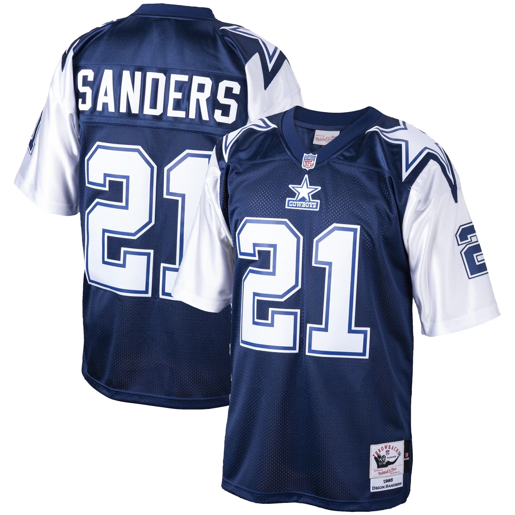 Hunk Wear - Deion Sanders Dallas Cowboys Mitchell & Ness Big & Tall 1995 Retired Player Replica Jersey - Navy
