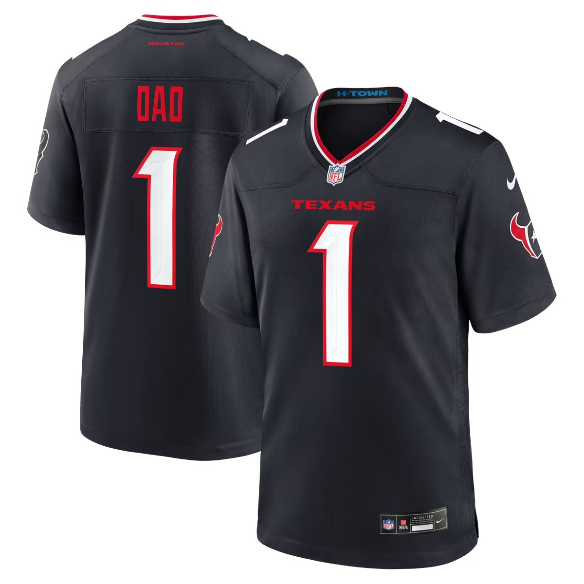 Hunk Wear - Houston Texans Nike #1 Dad Game Jersey - Navy