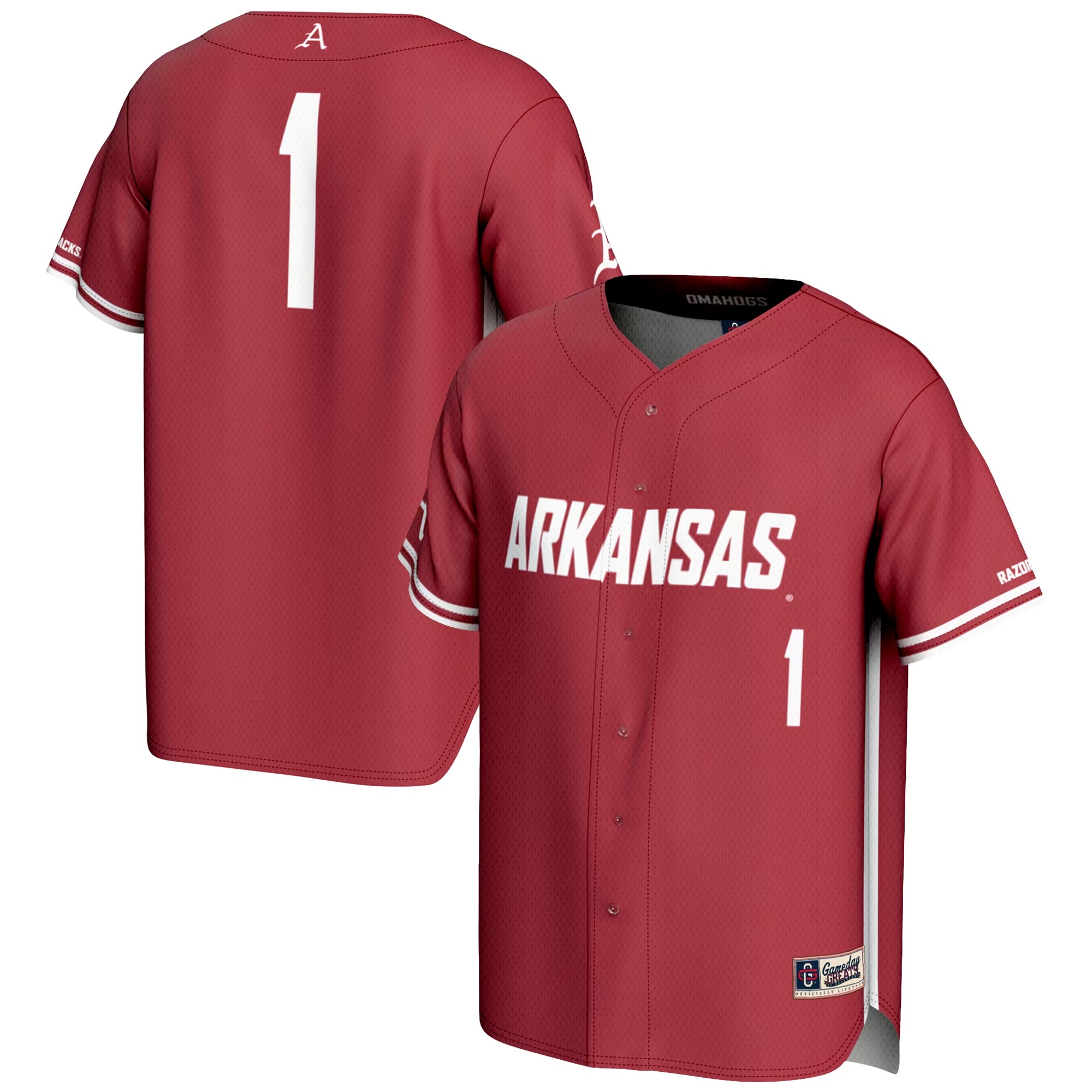 Hunk Wear - #1 Arkansas Razorbacks GameDay Greats Youth Lightweight Baseball Jersey - Cardinal