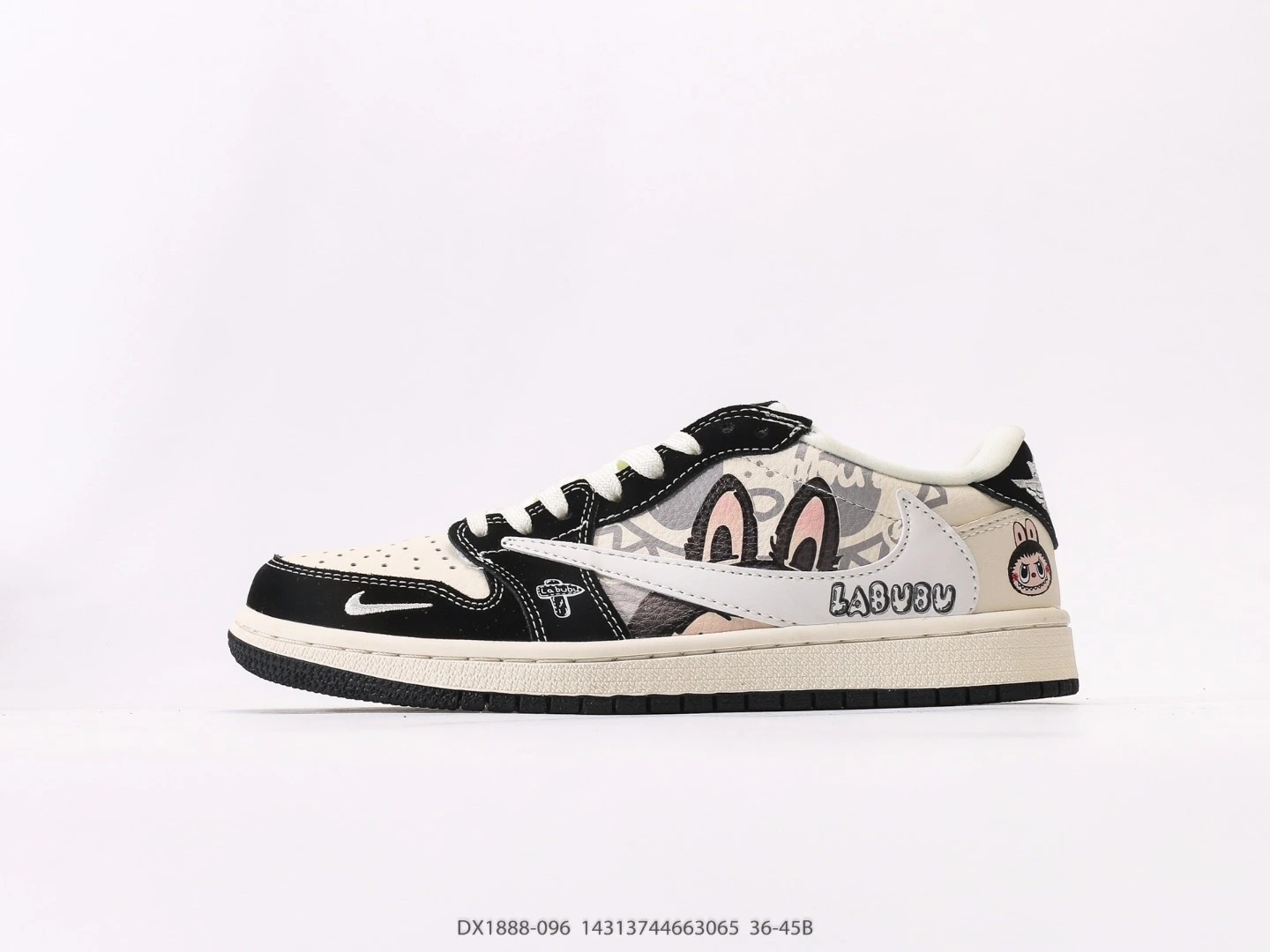 Nike Labubu Sneakers White Black Cartoon Character Print Low Top DX1888-096