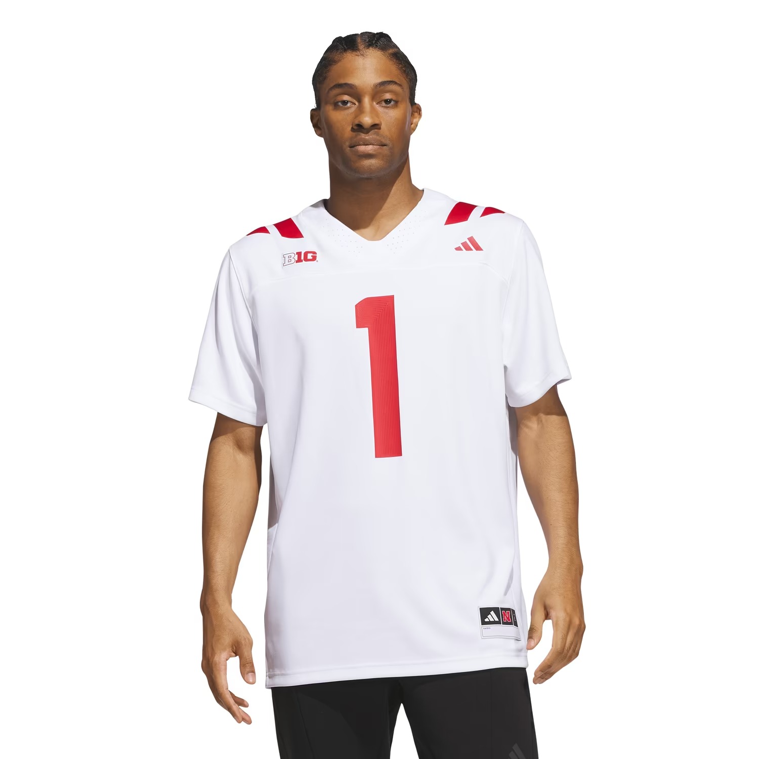 Hunk Wear - #1 Nebraska Huskers adidas Away Premier Football Jersey - White
