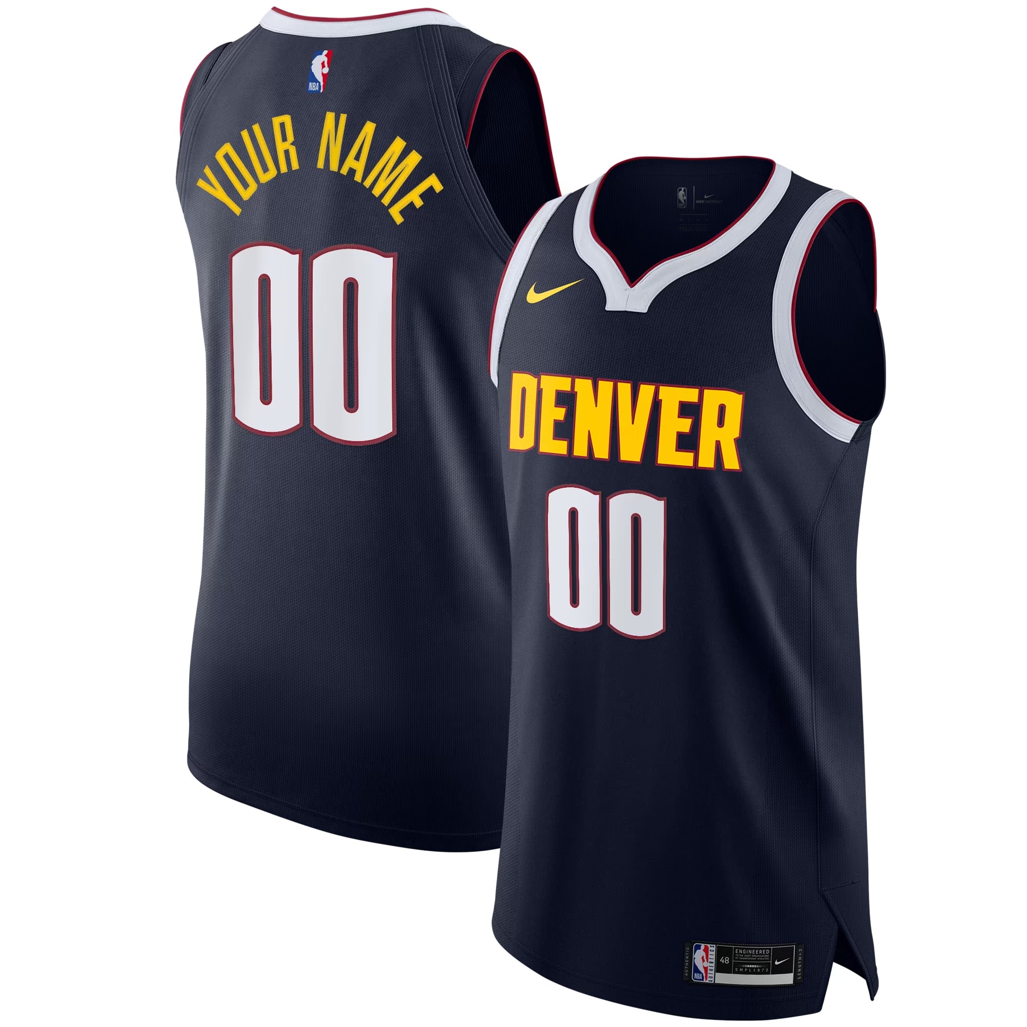 Hunk Wear - Denver Nuggets Nike 2020_21 Authentic Custom Jersey Navy - Icon Edition