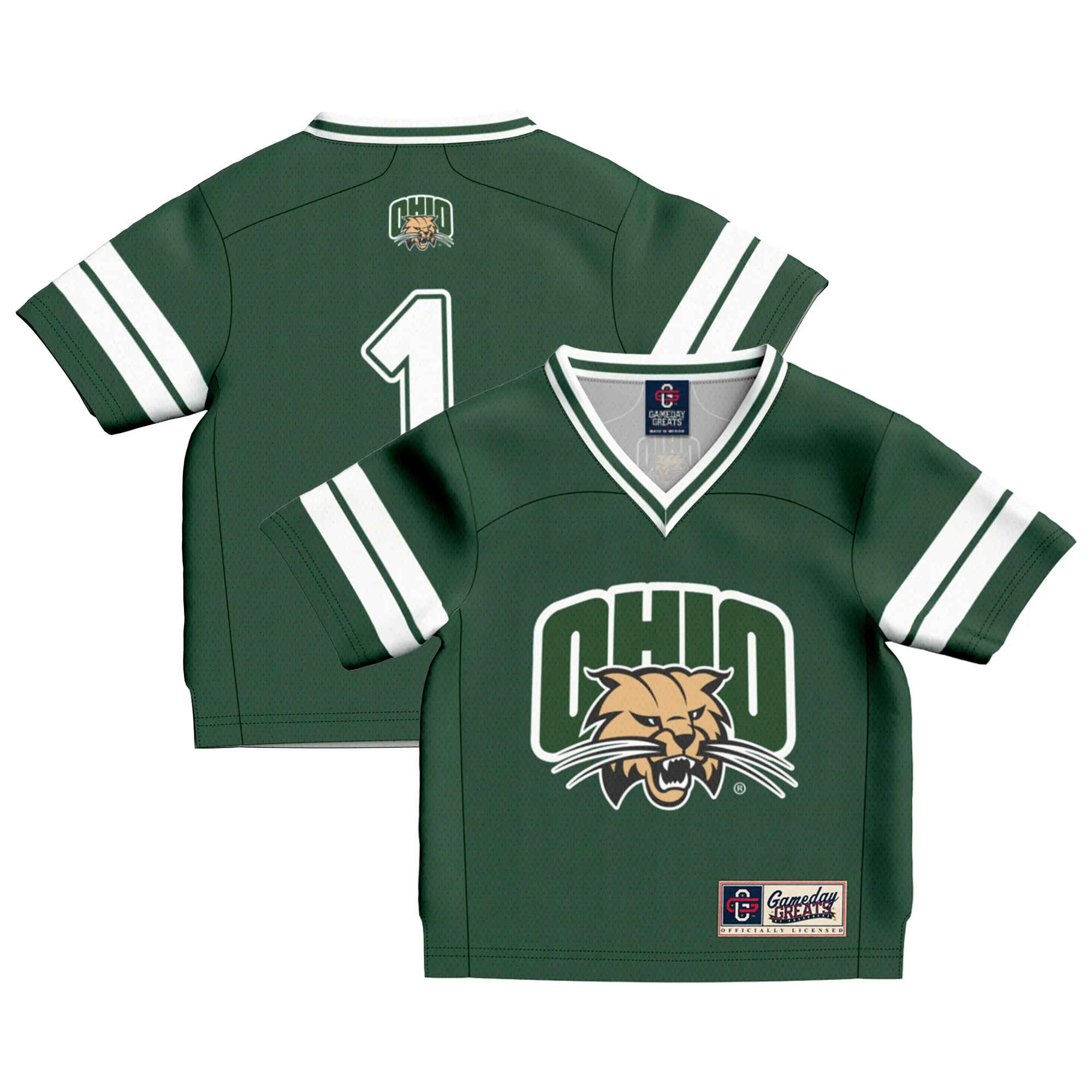 Hunk Wear - #1 Ohio Bobcats GameDay Greats Toddler Collegiate Football Fashion Jersey - Green