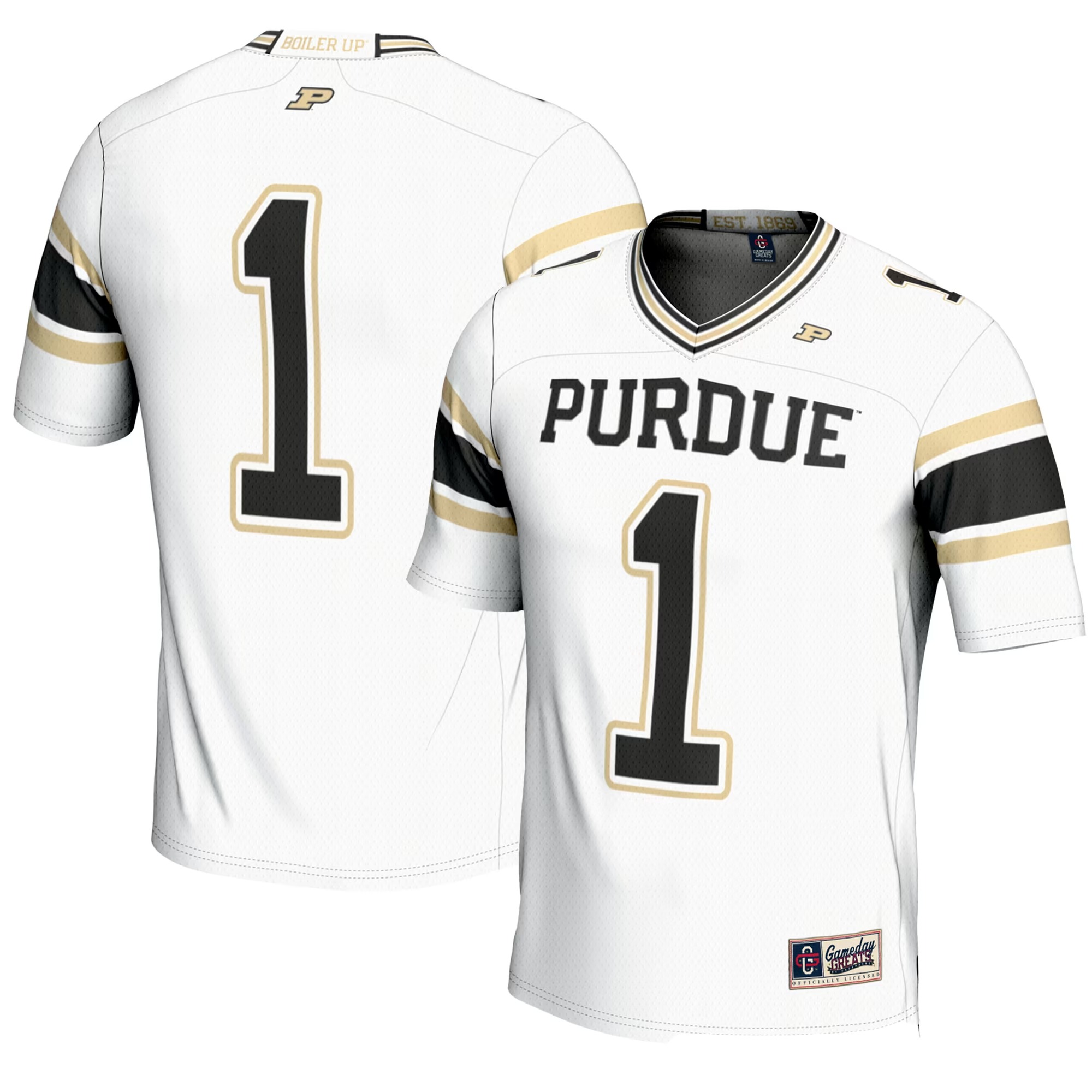 Hunk Wear - #1 Purdue Boilermakers GameDay Greats Endzone Football Jersey - White