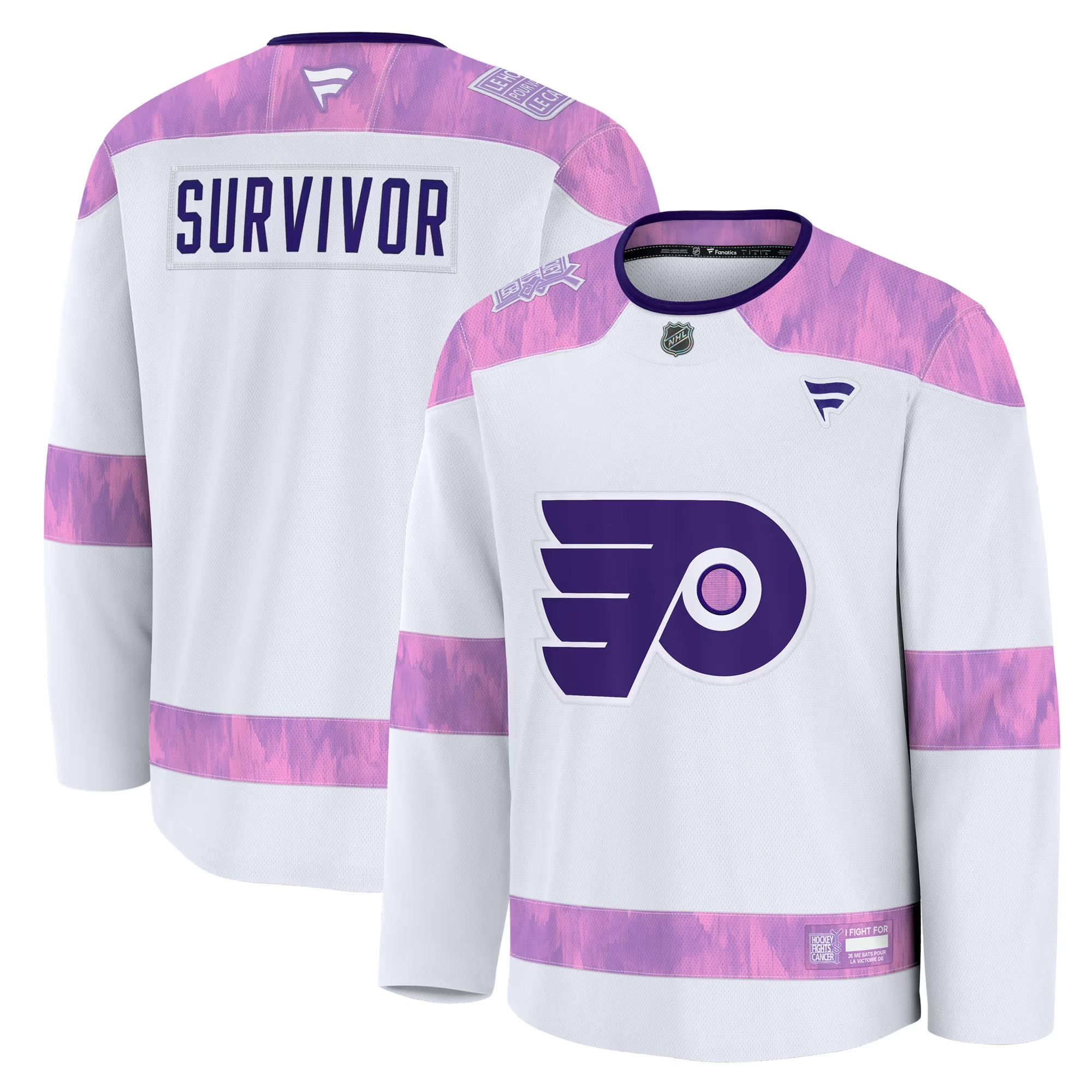 Hunk Wear - Philadelphia Flyers Fanatics Hockey Fights Cancer Survivor Practice Jersey - White
