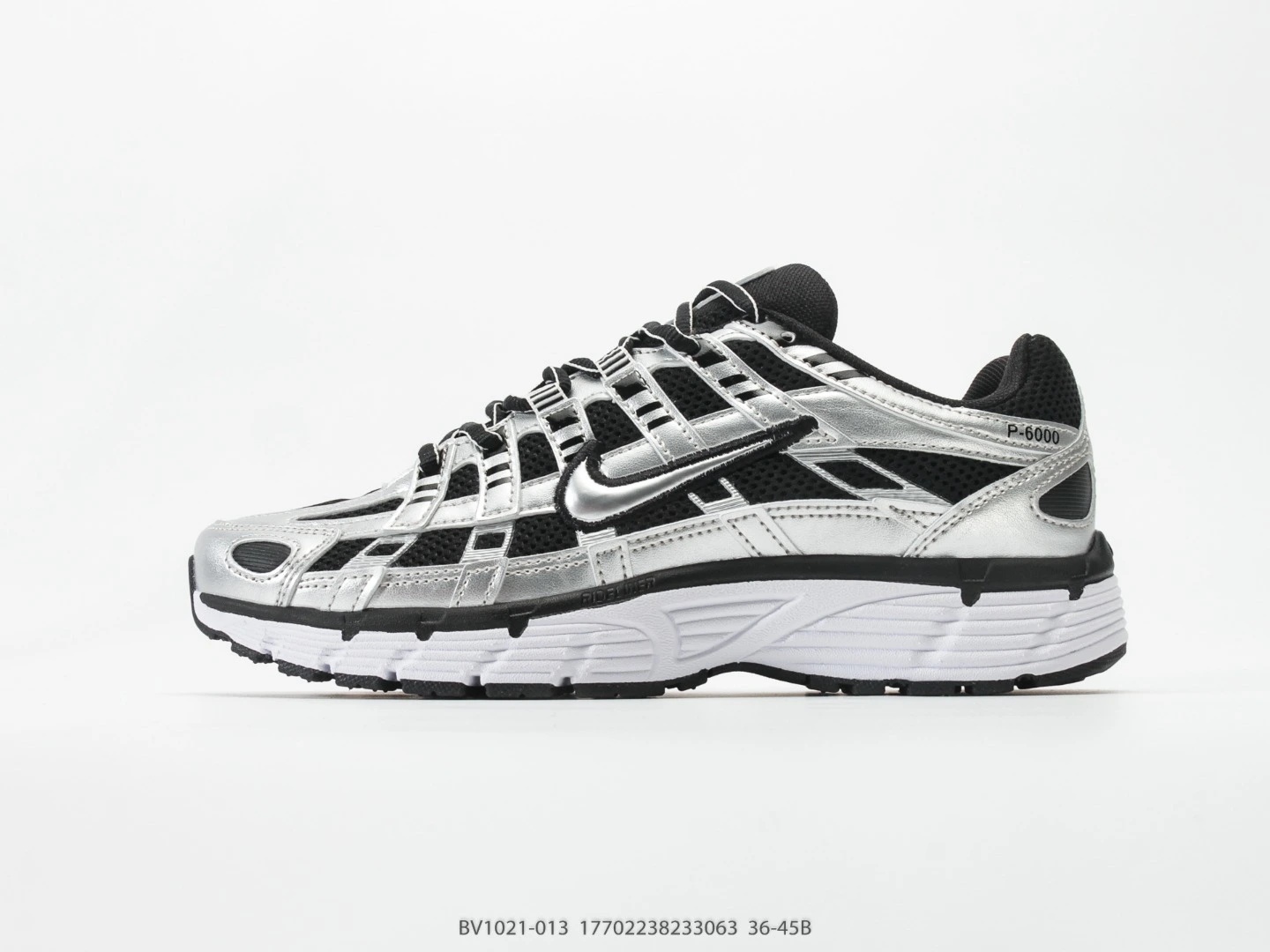 Nike P-6000 Silver Black Mesh Sneakers BV1021-013