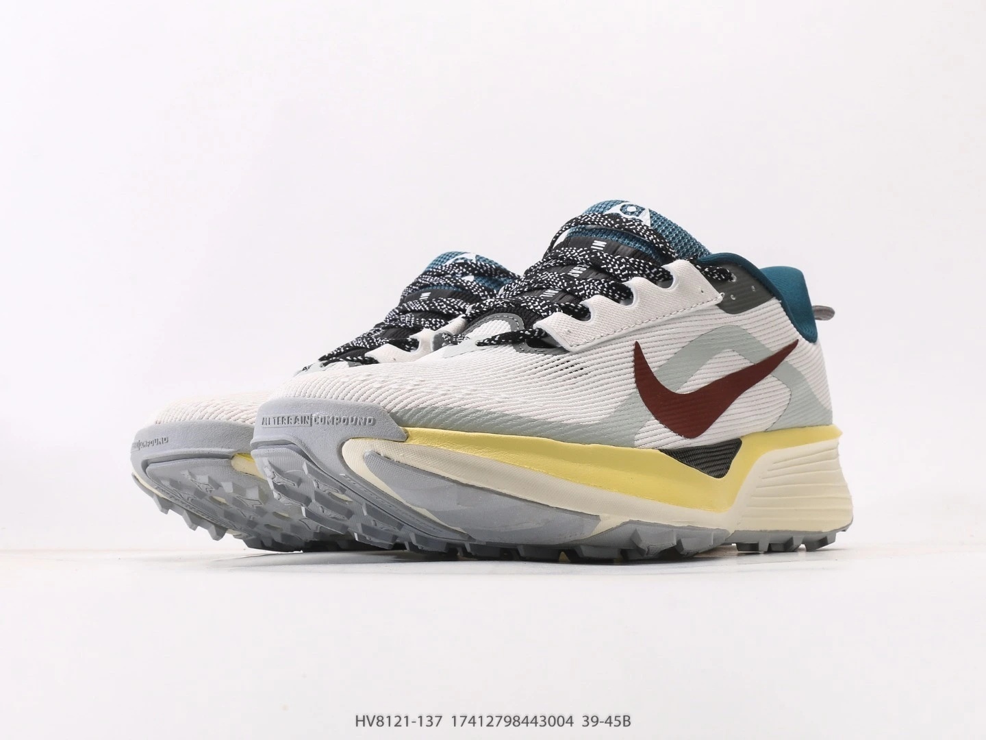 Nike Trail Running Shoes White Burgundy Yellow HV8121-137