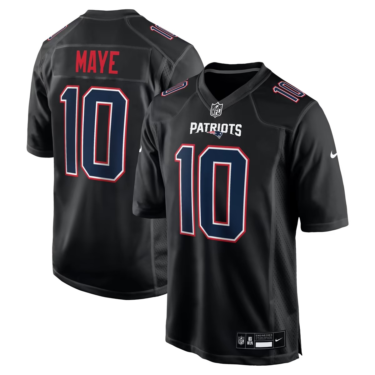 Hunk Wear - Drake Maye New England Patriots Nike Game Jersey - Carbon Black