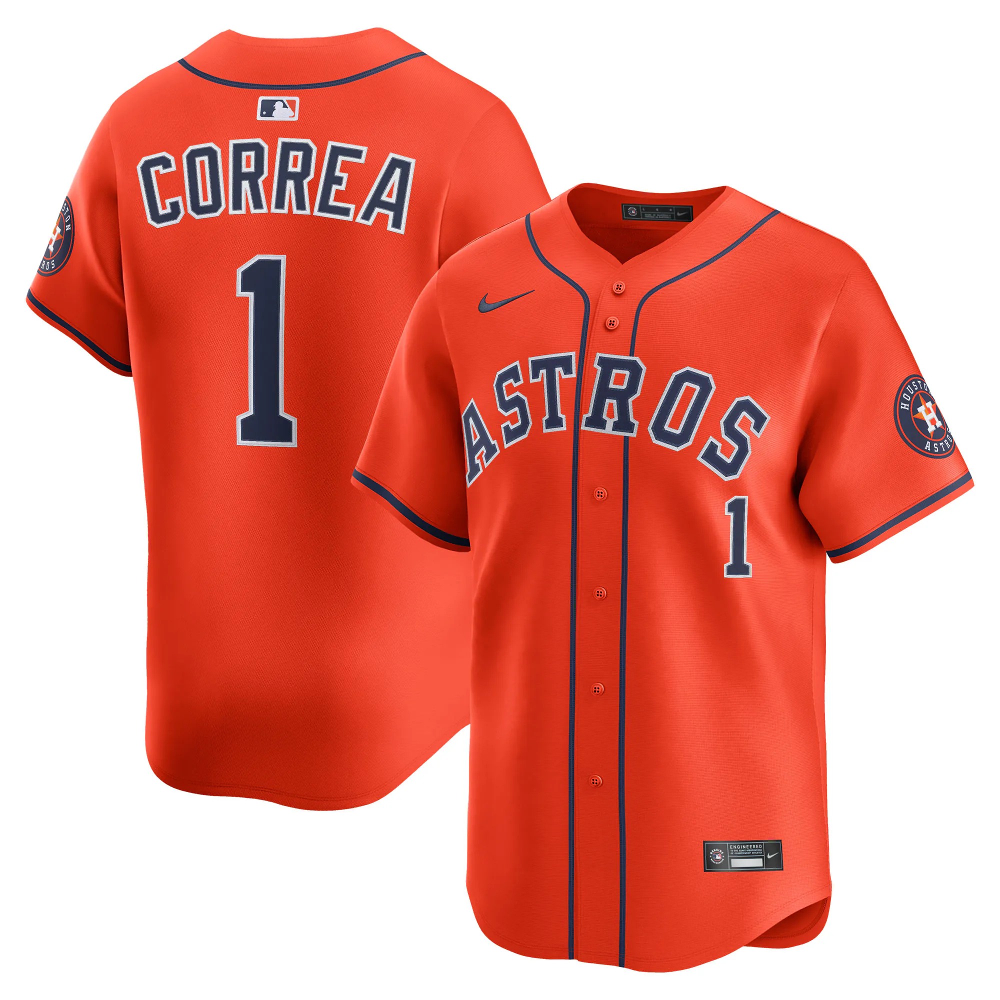 Hunk Wear - Carlos Correa Houston Astros Nike Alternate Limited Player Jersey - Orange