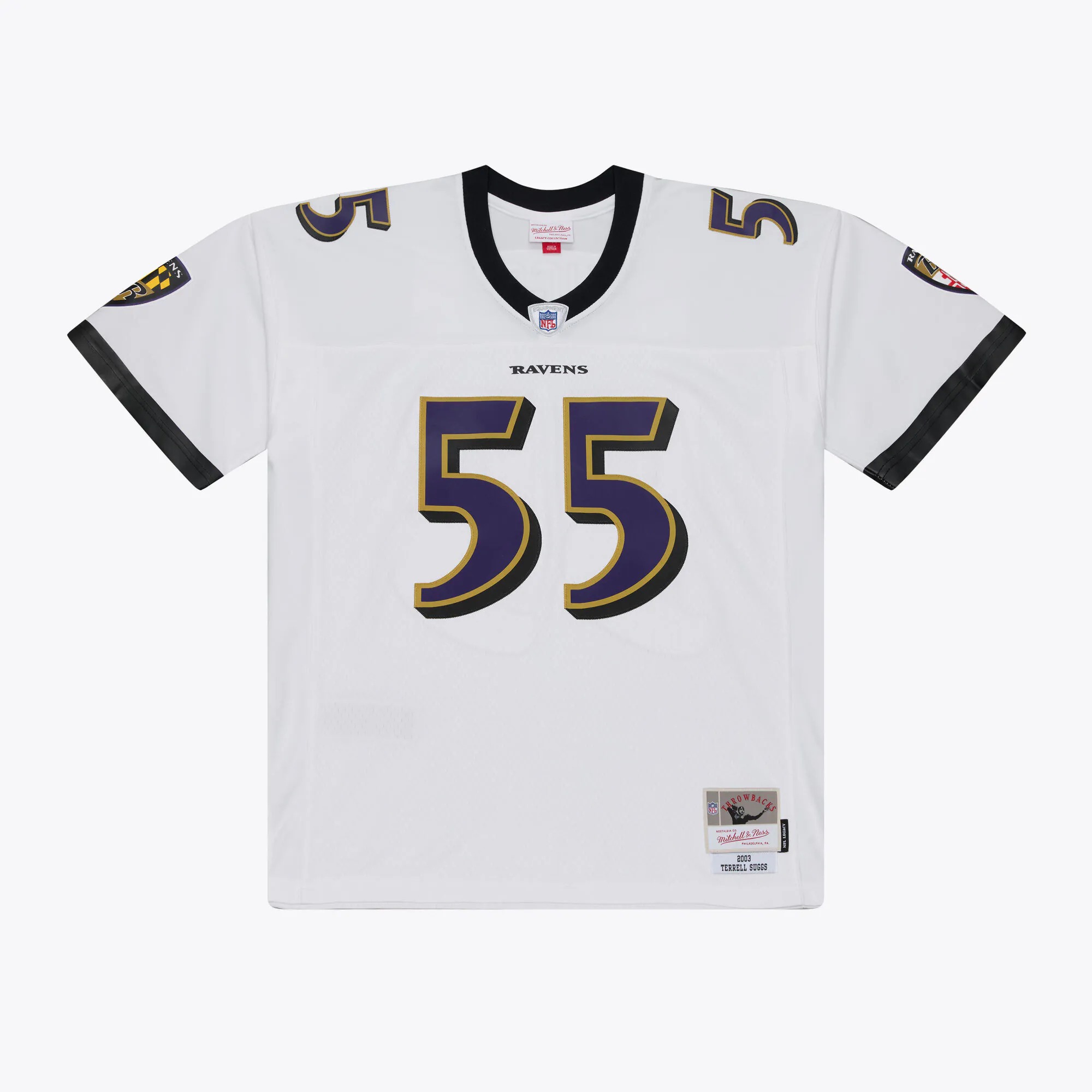 Hunk Wear - Terrell Suggs Baltimore Ravens Mitchell & Ness 2003 Legacy Replica Player Jersey - White