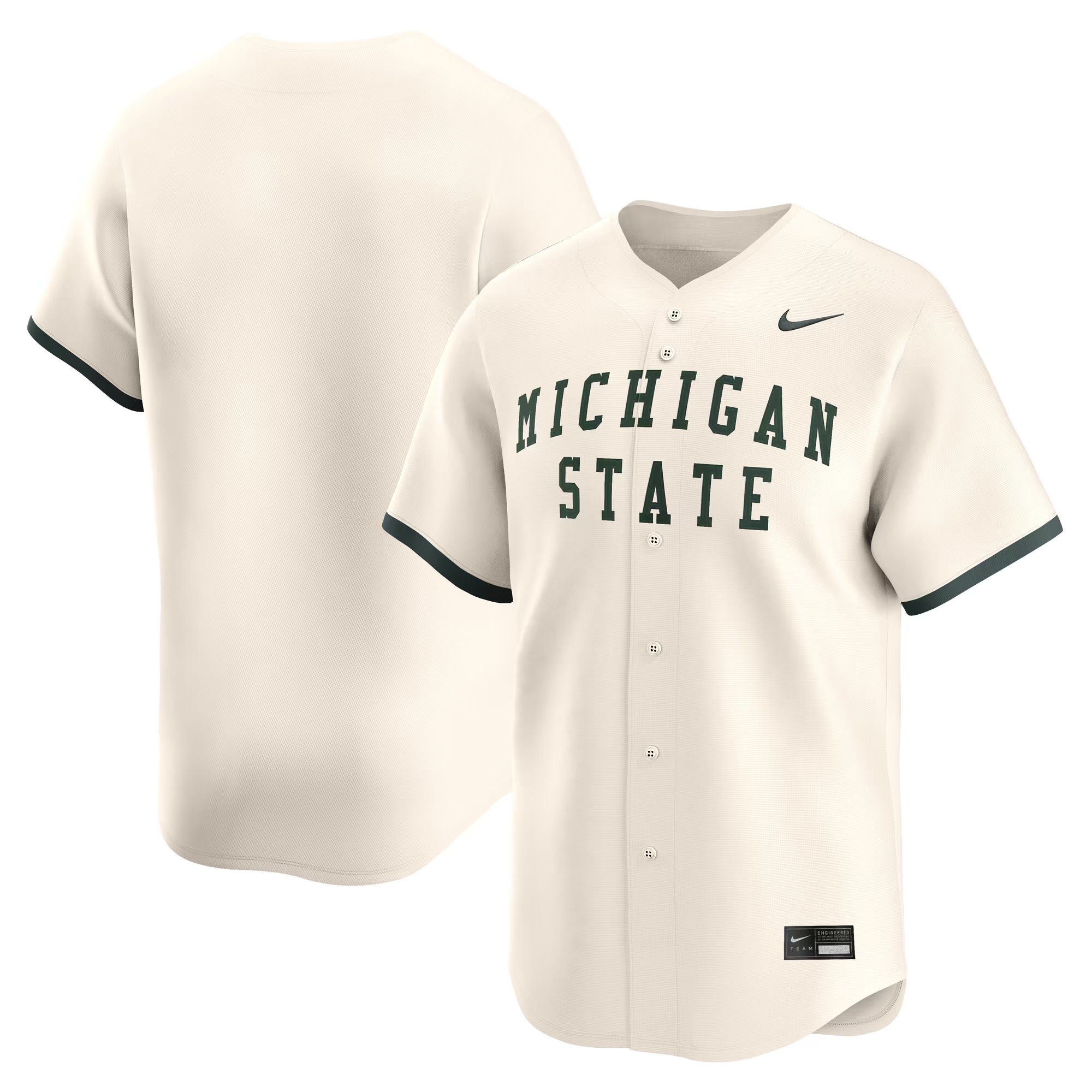 Hunk Wear - Michigan State Spartans Nike Baseball Limited Jersey - Natural