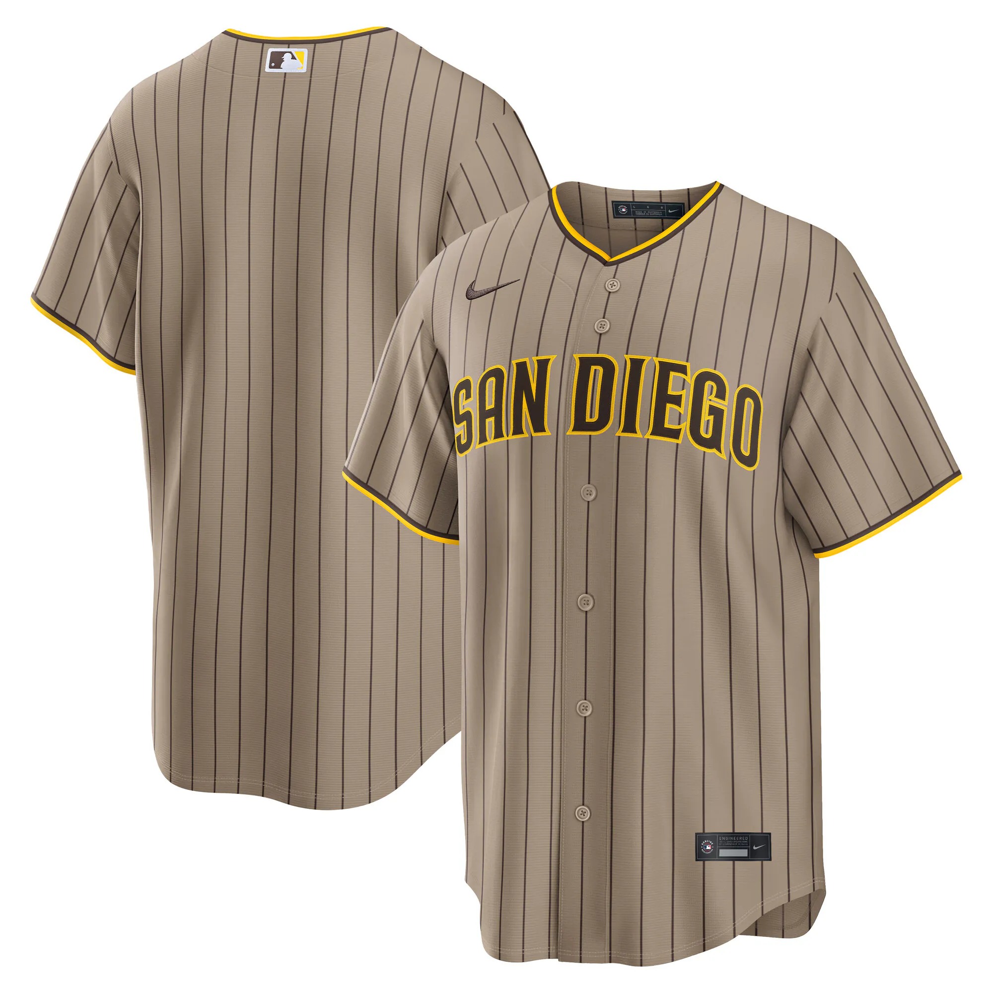 Hunk Wear - San Diego Padres Nike Alternate Replica Jersey - Sand