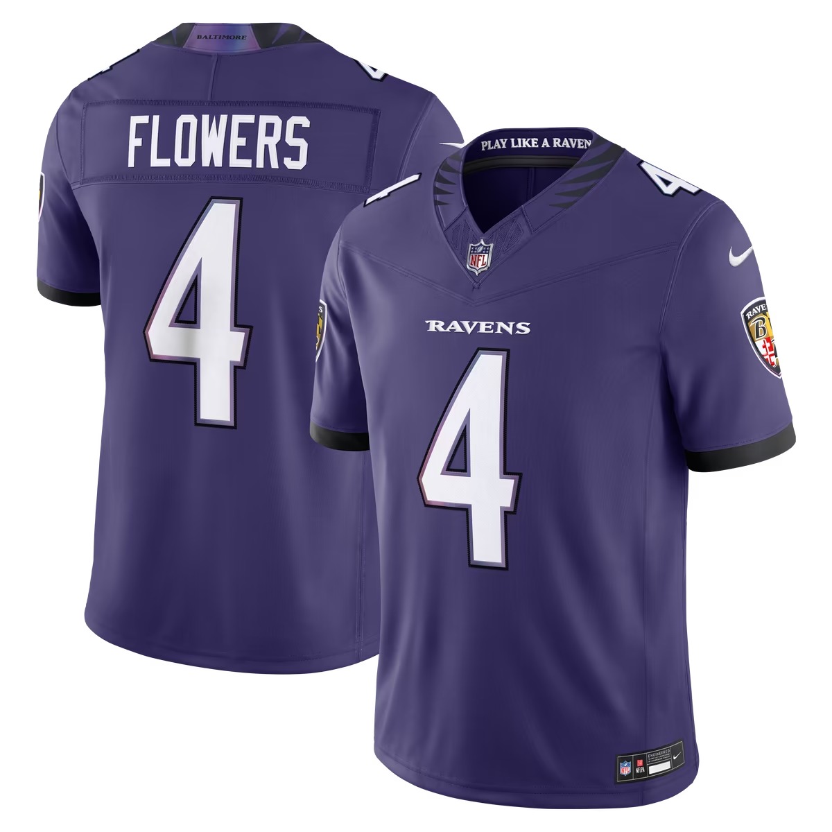 Hunk Wear - Zay Flowers Baltimore Ravens Nike Team Vapor F.U.S.E. Stitched Limited Jersey - Purple
