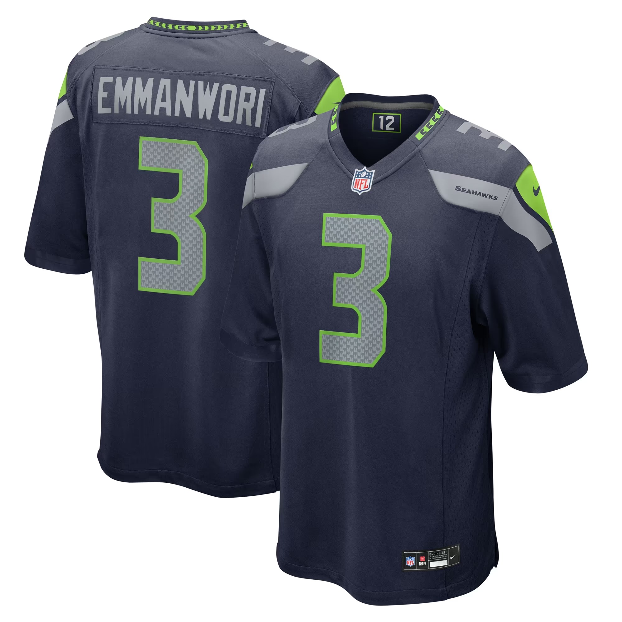 Hunk Wear - Nick Emmanwori Seattle Seahawks Nike Team Game Jersey - College Navy